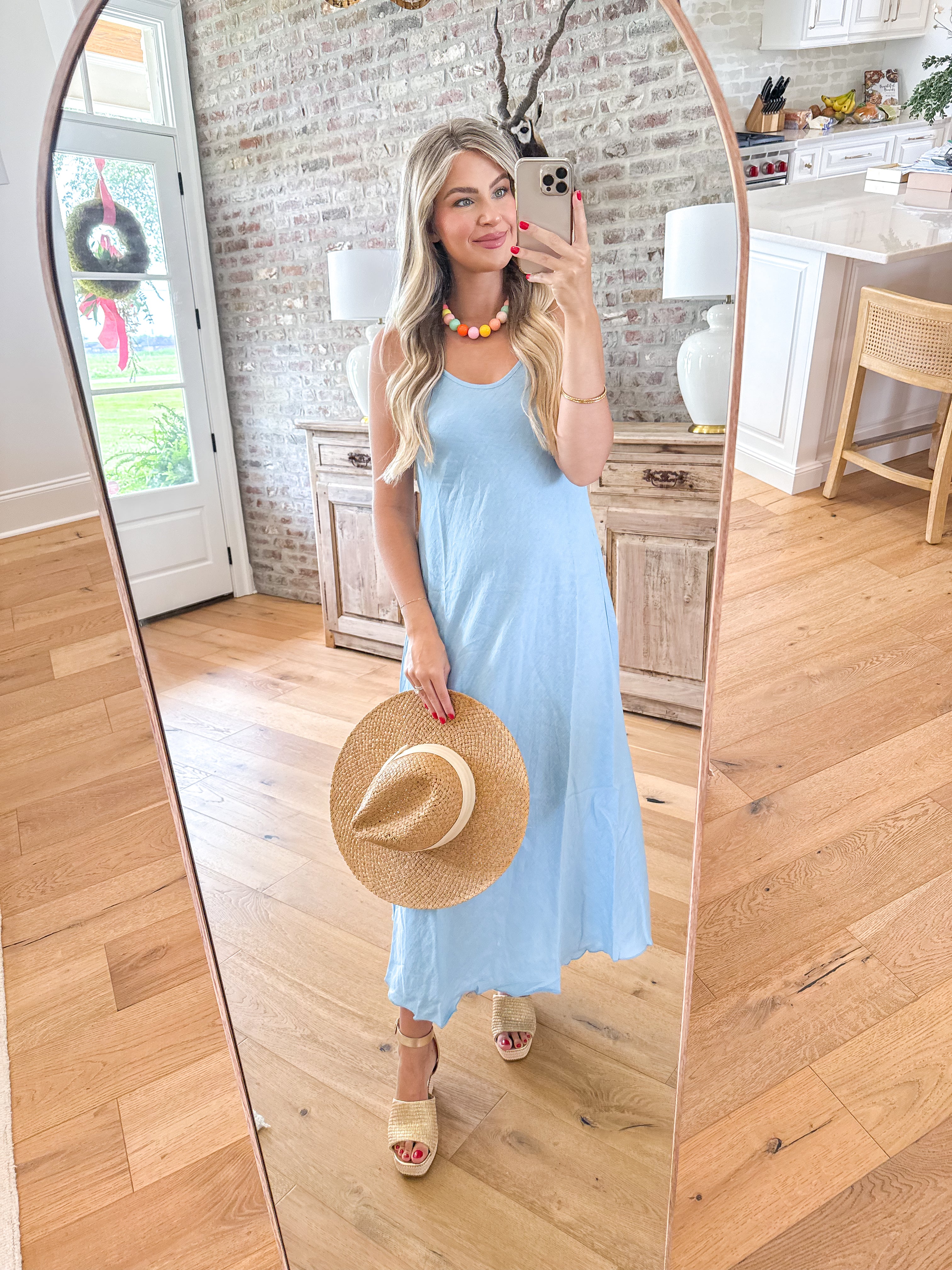 Cody Linen Slip Maxi Dress Sky Blue