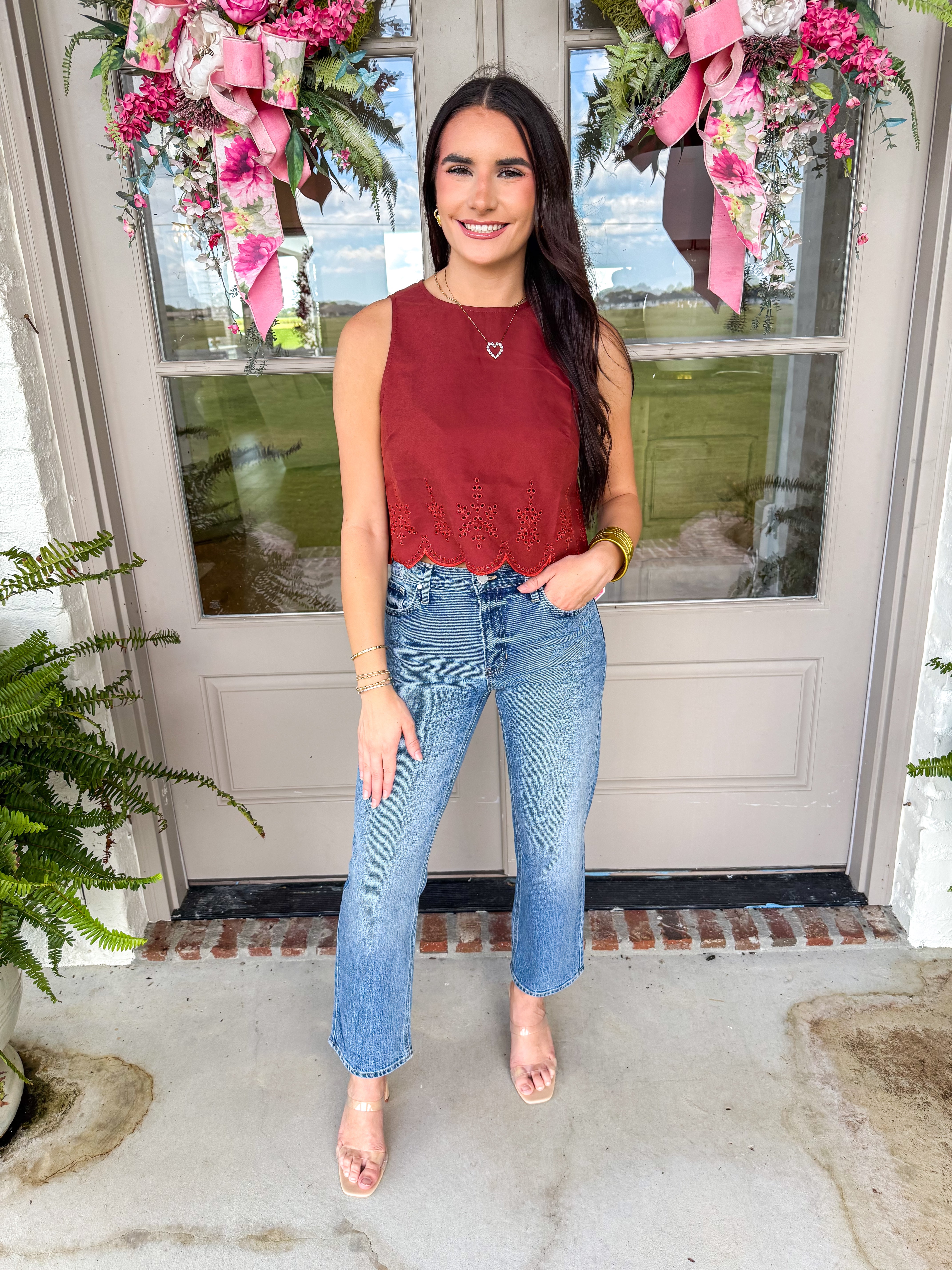 Tea Garden Scallop Hem Top