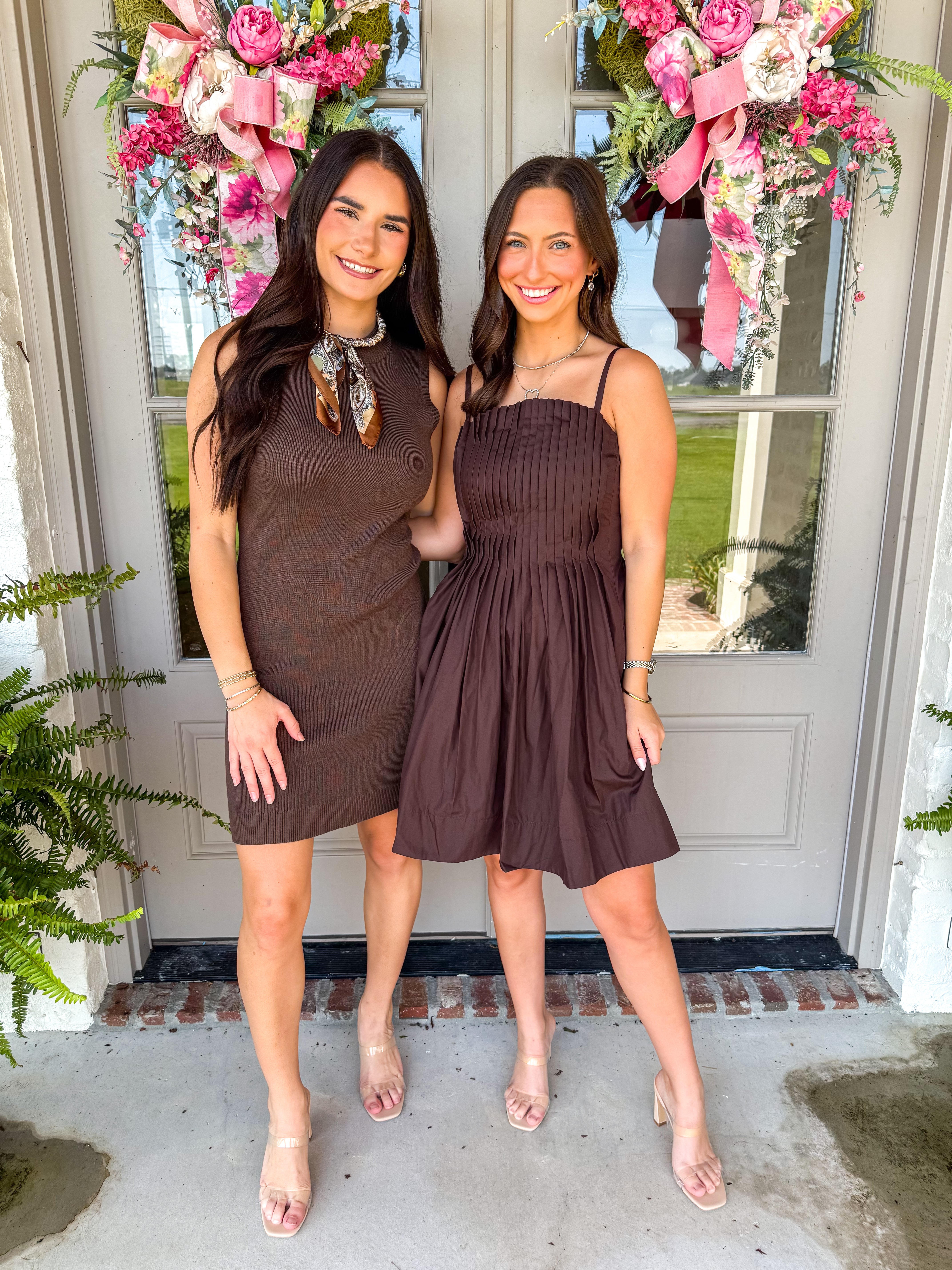 The Cocoa Pleat Mini Dress