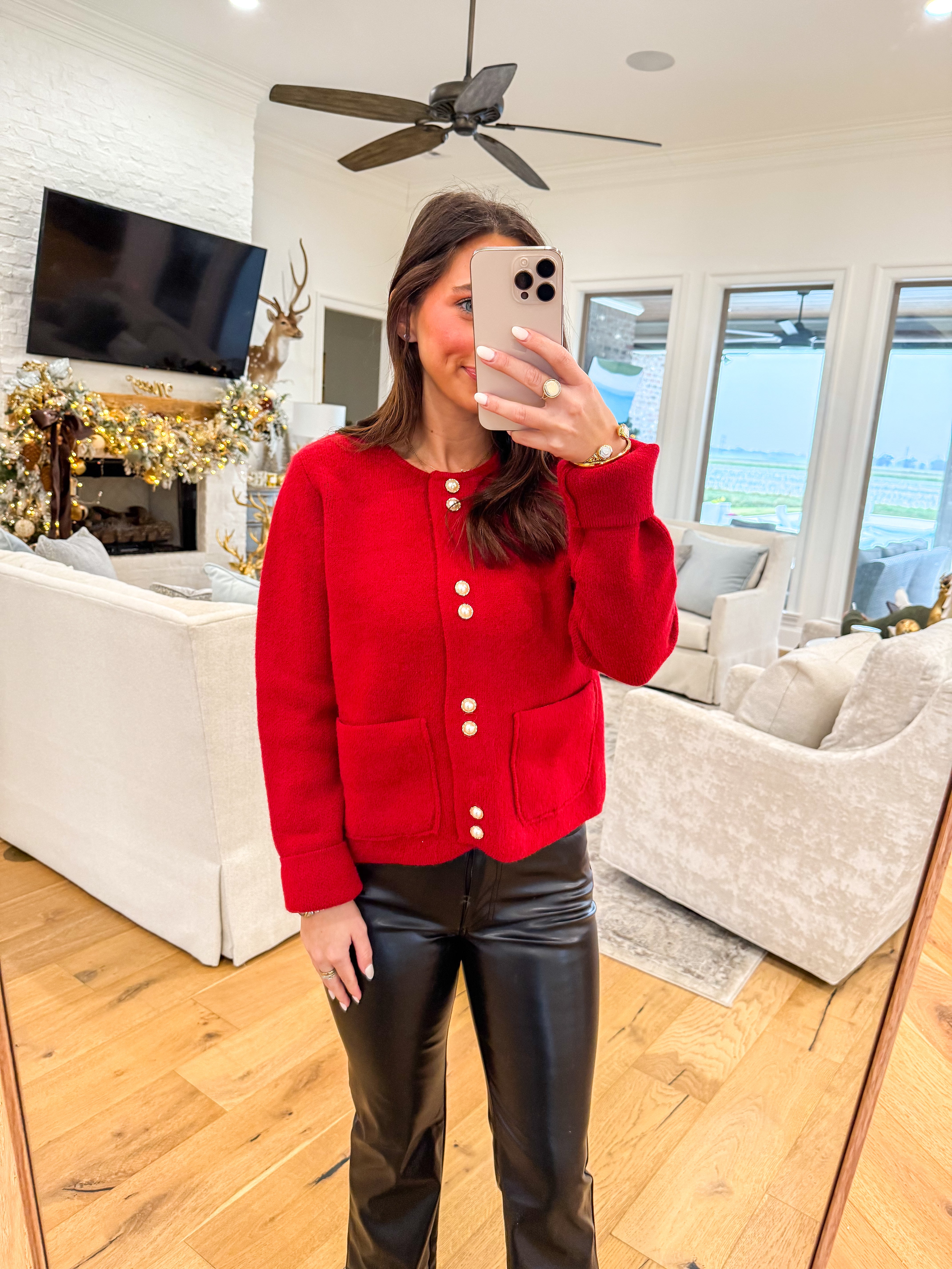Ruby Red Pearl Cardigan