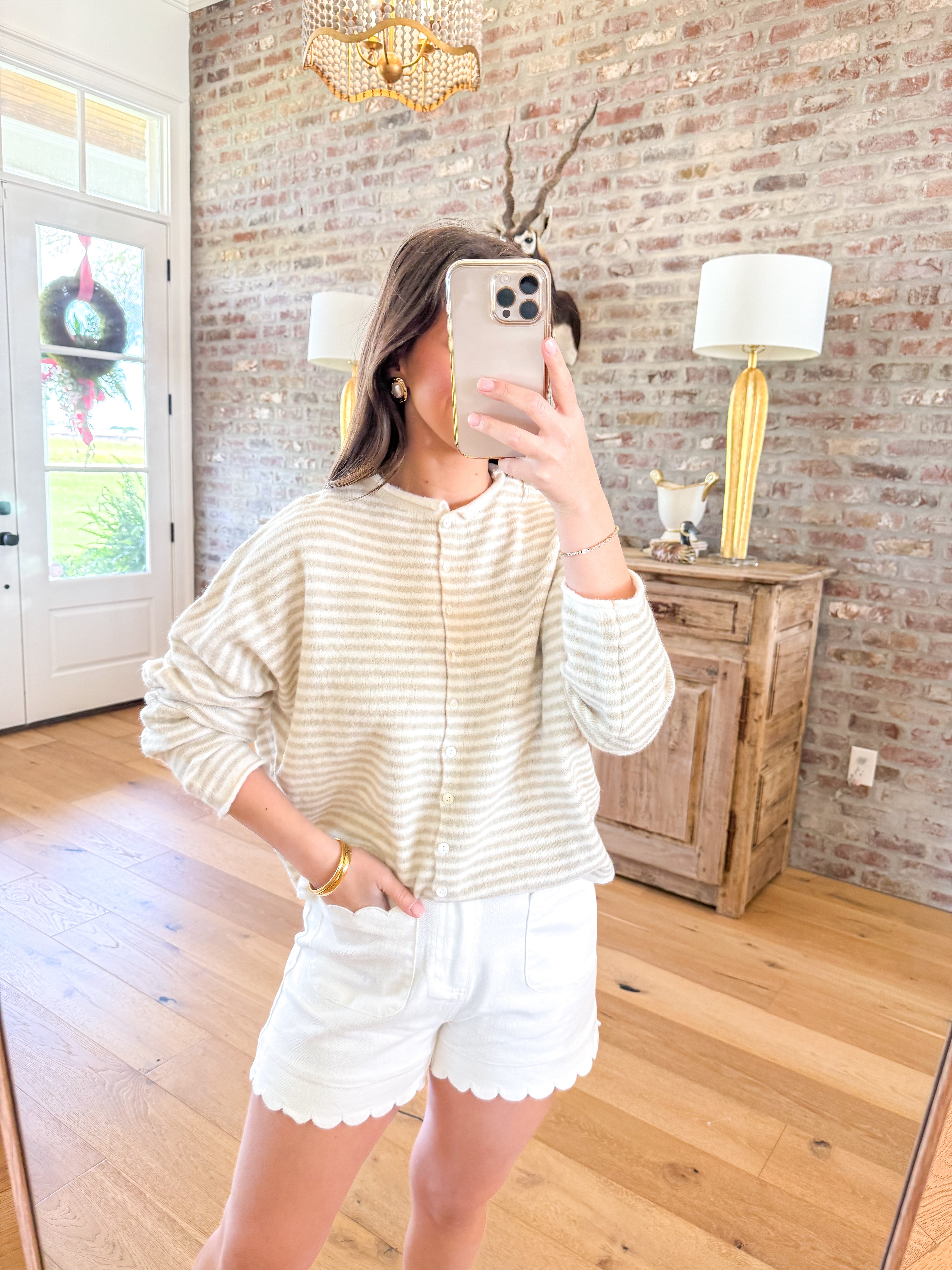 Piper Cardigan Striped Taupe