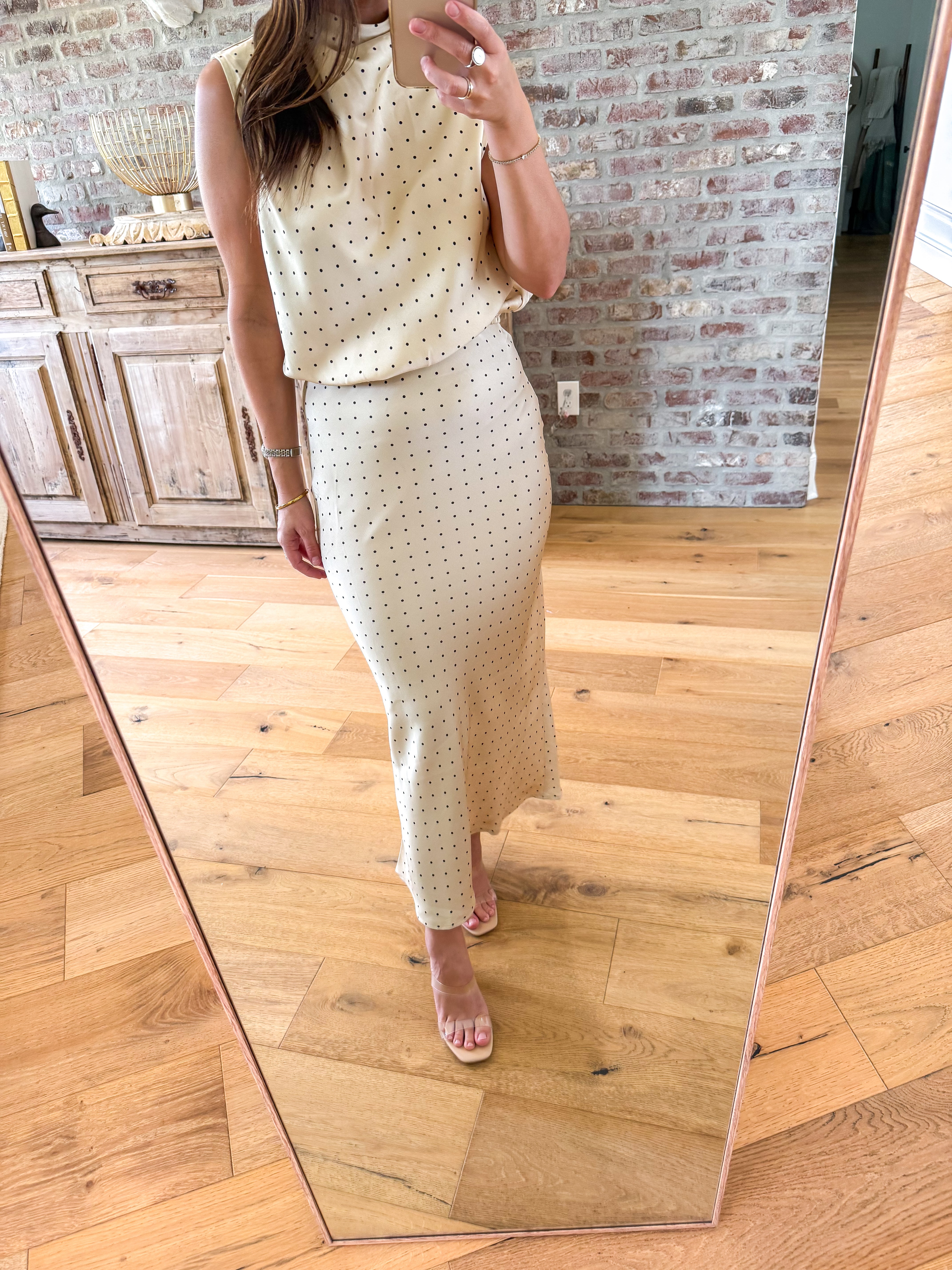 Dotted Darling Midi Skirt Taupe