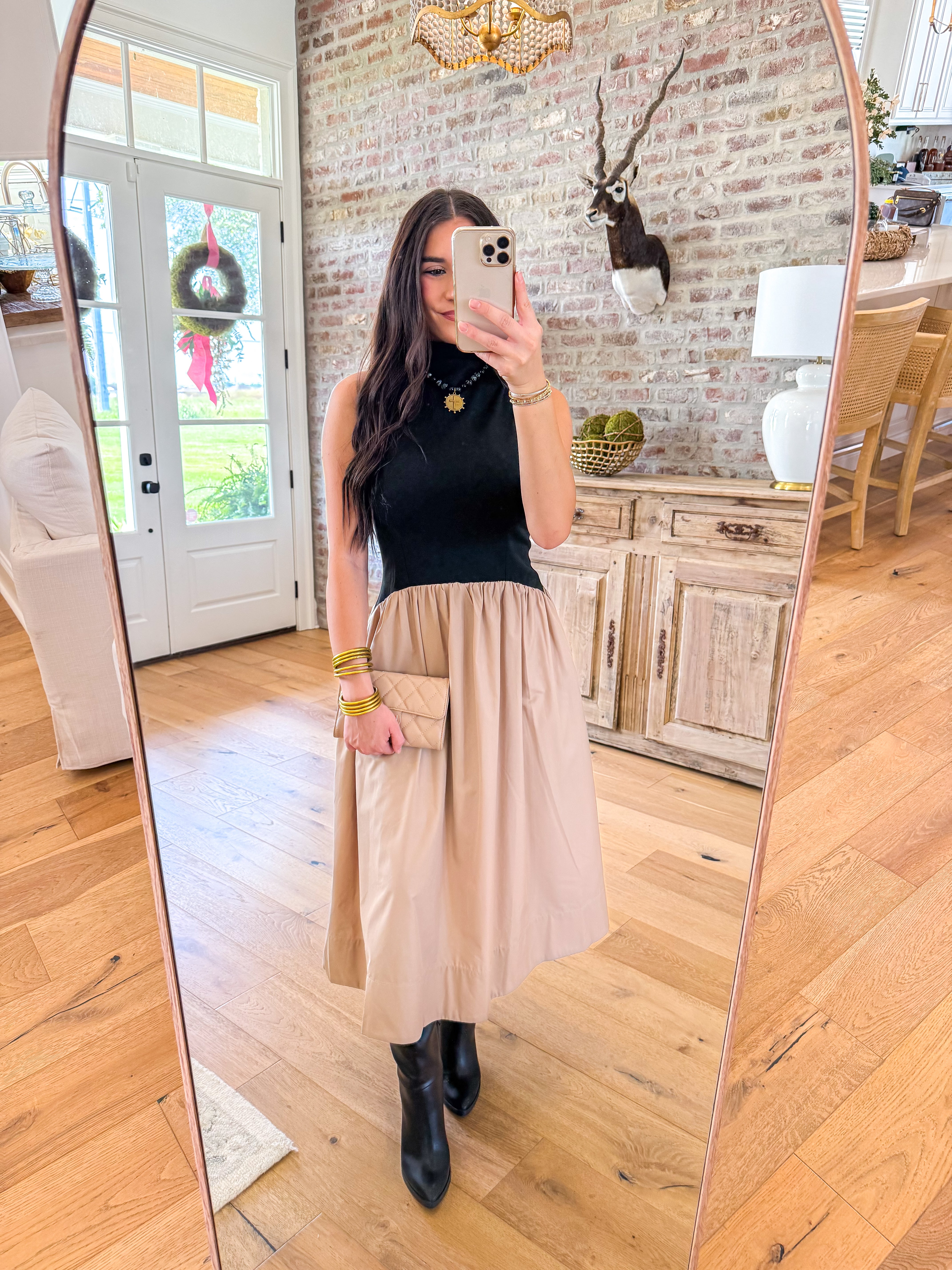 The Monroe Mixed-Media Midi Dress