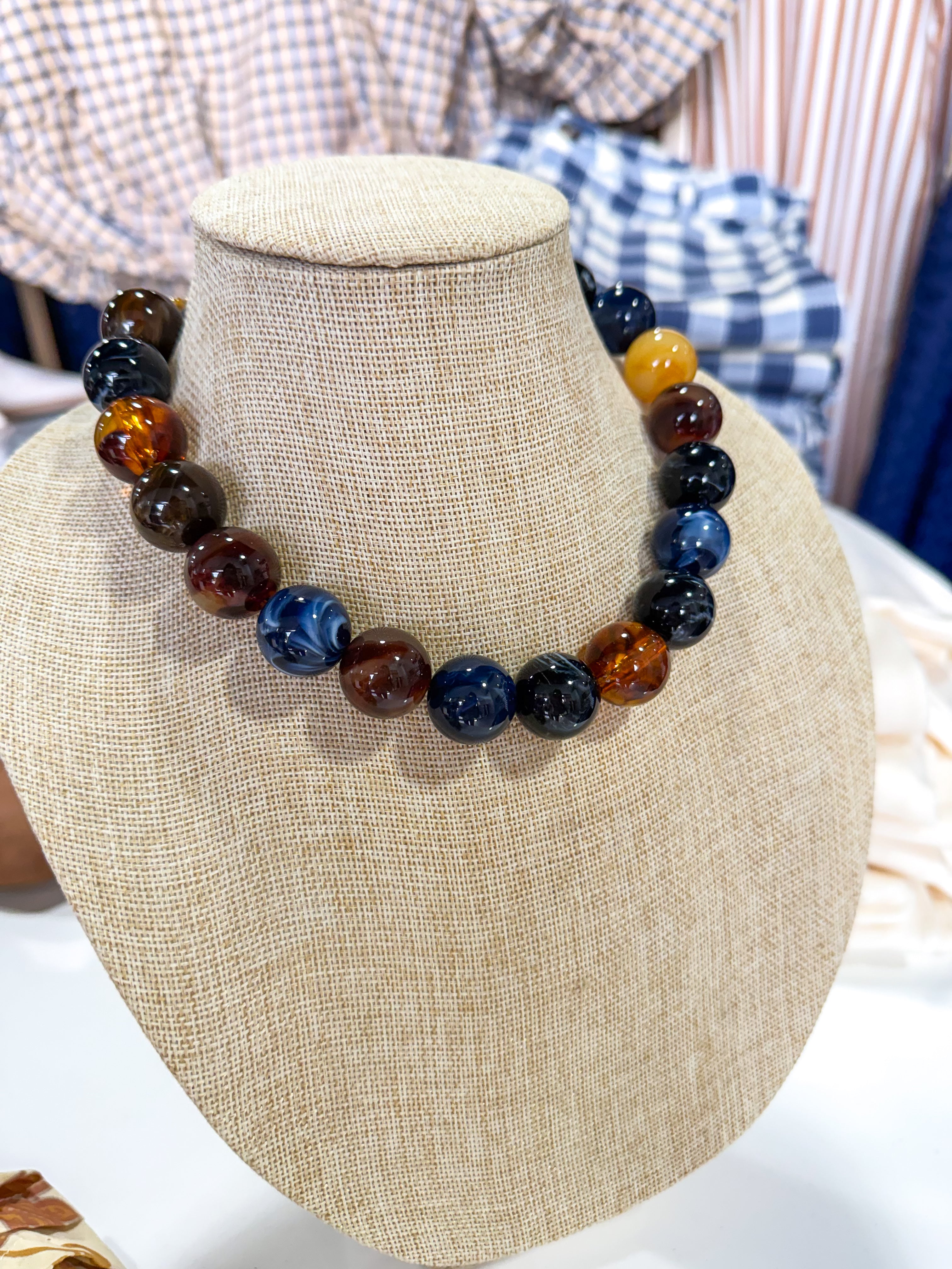 Large Dark Multi Beaded Necklace