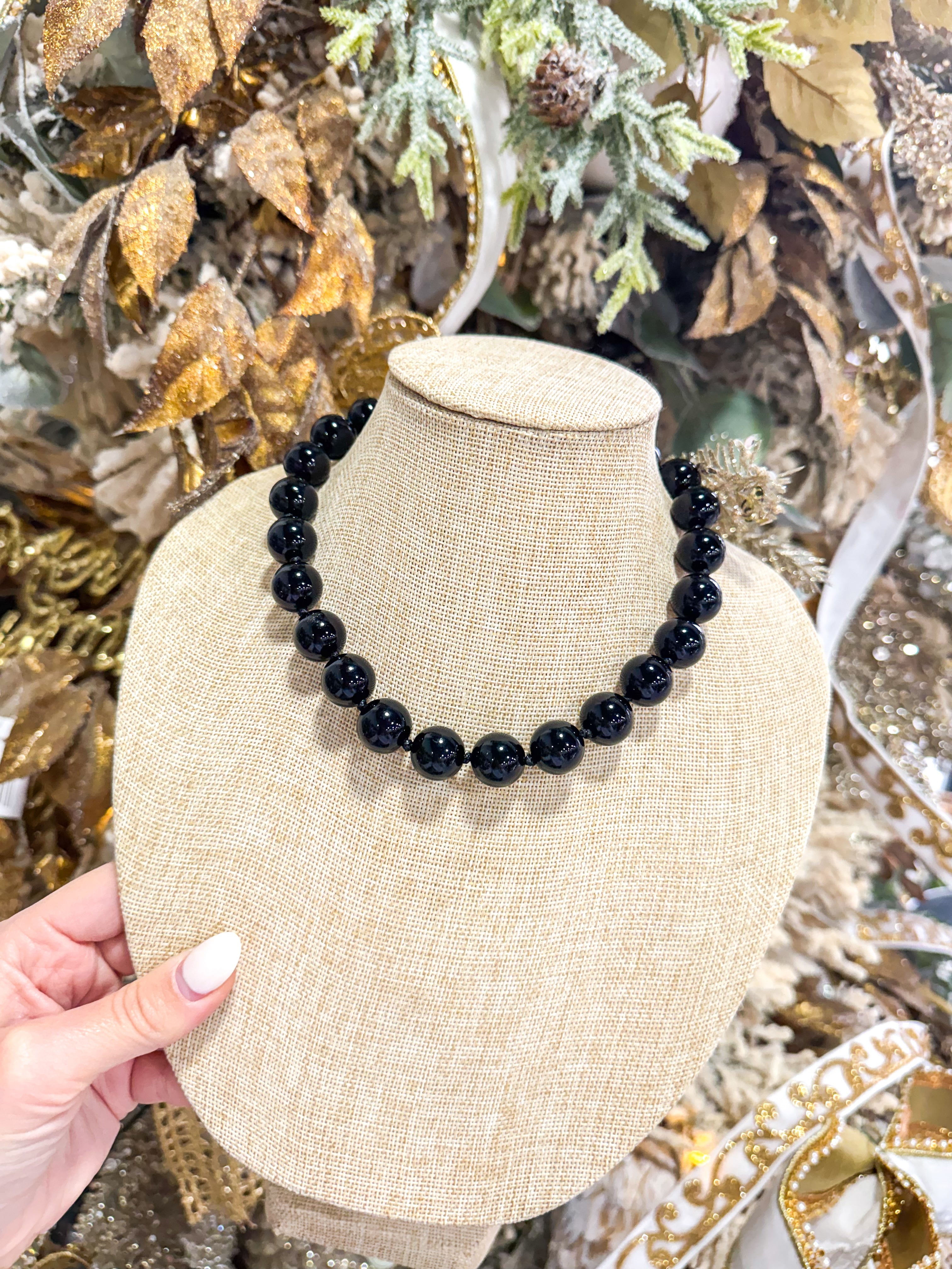 Black Bead Necklace