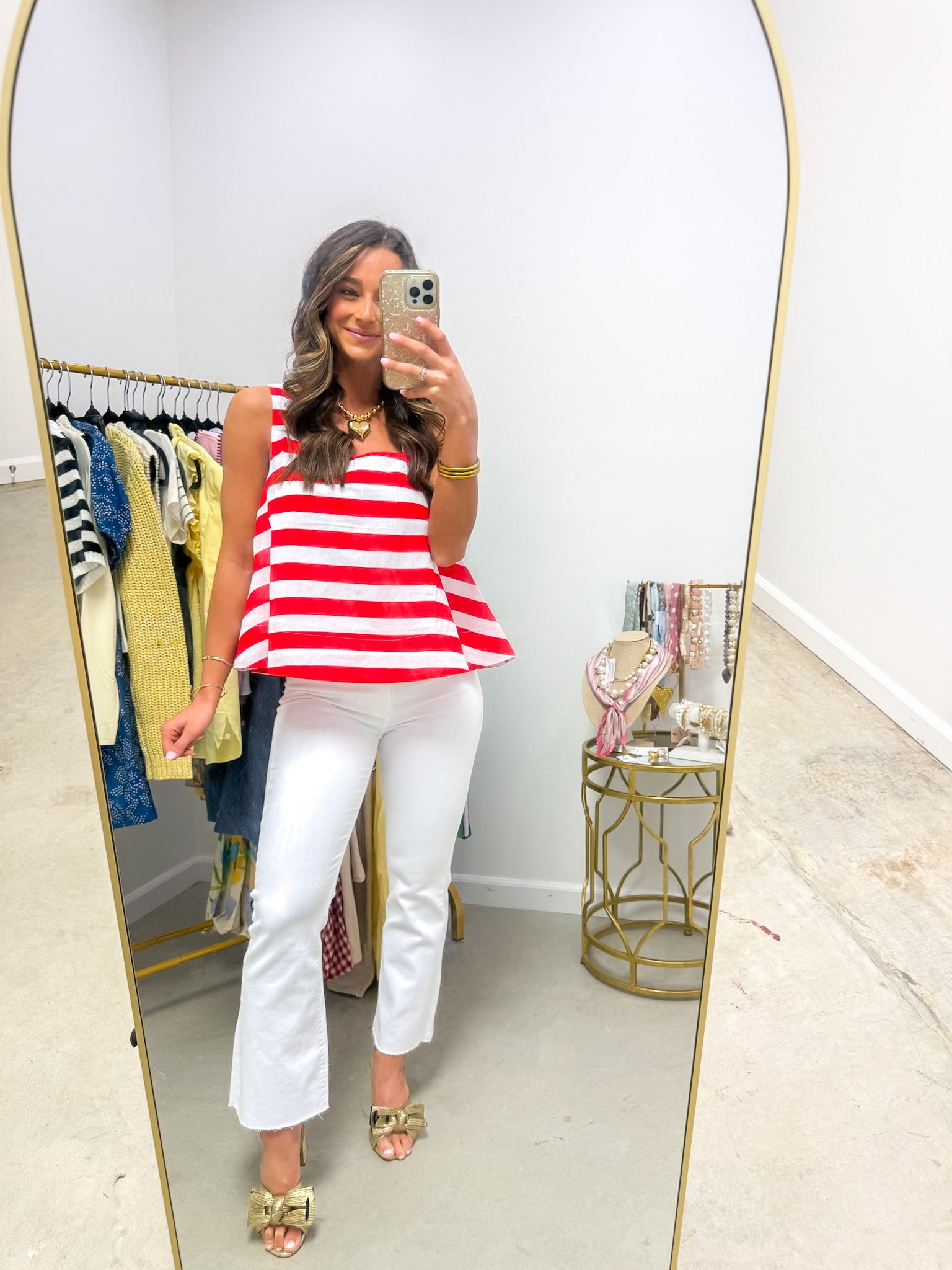 Seaside Romance Red Striped Tank