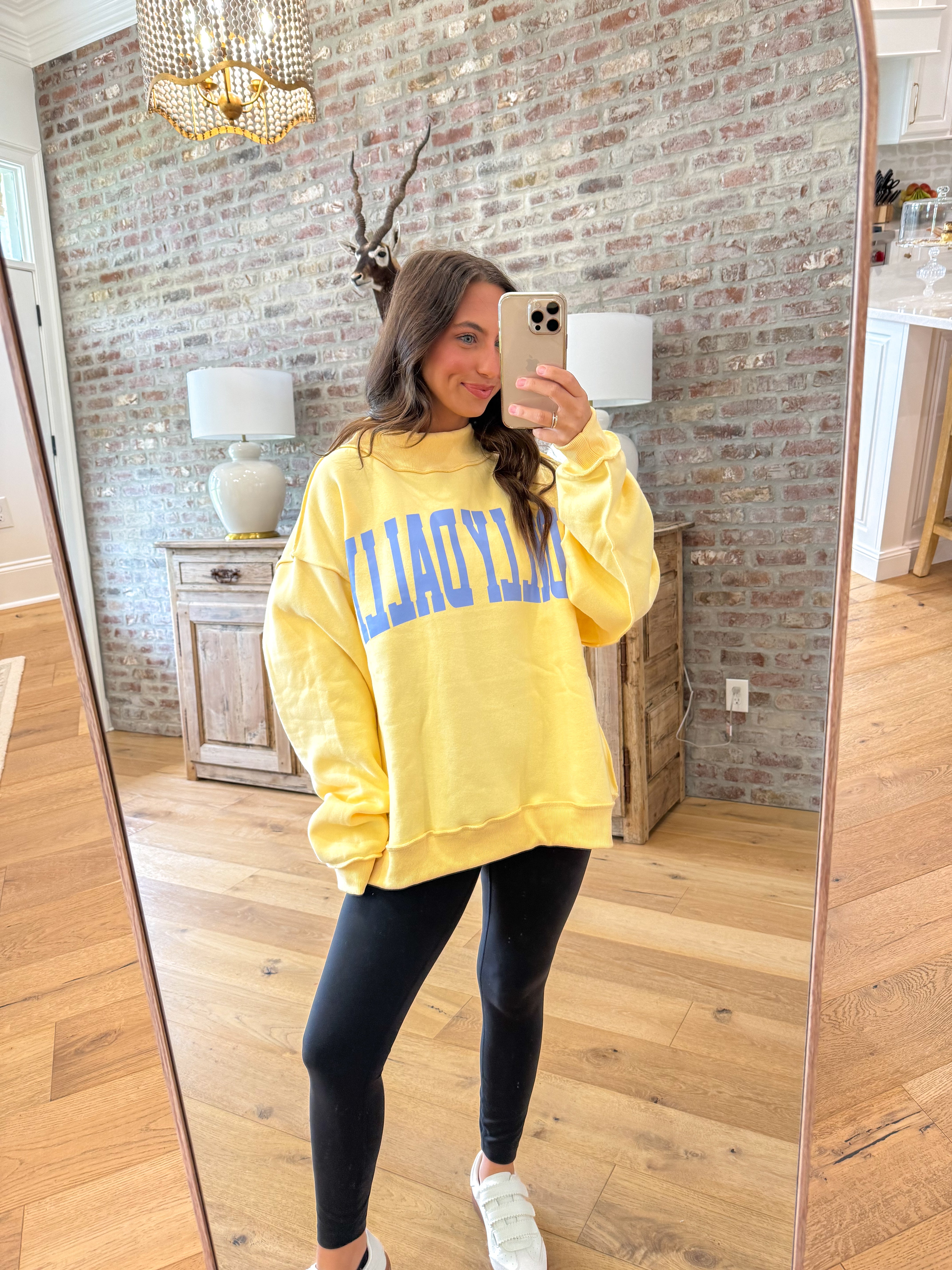 Dilly Dally Yellow Reversible Mockneck Sweatshirt