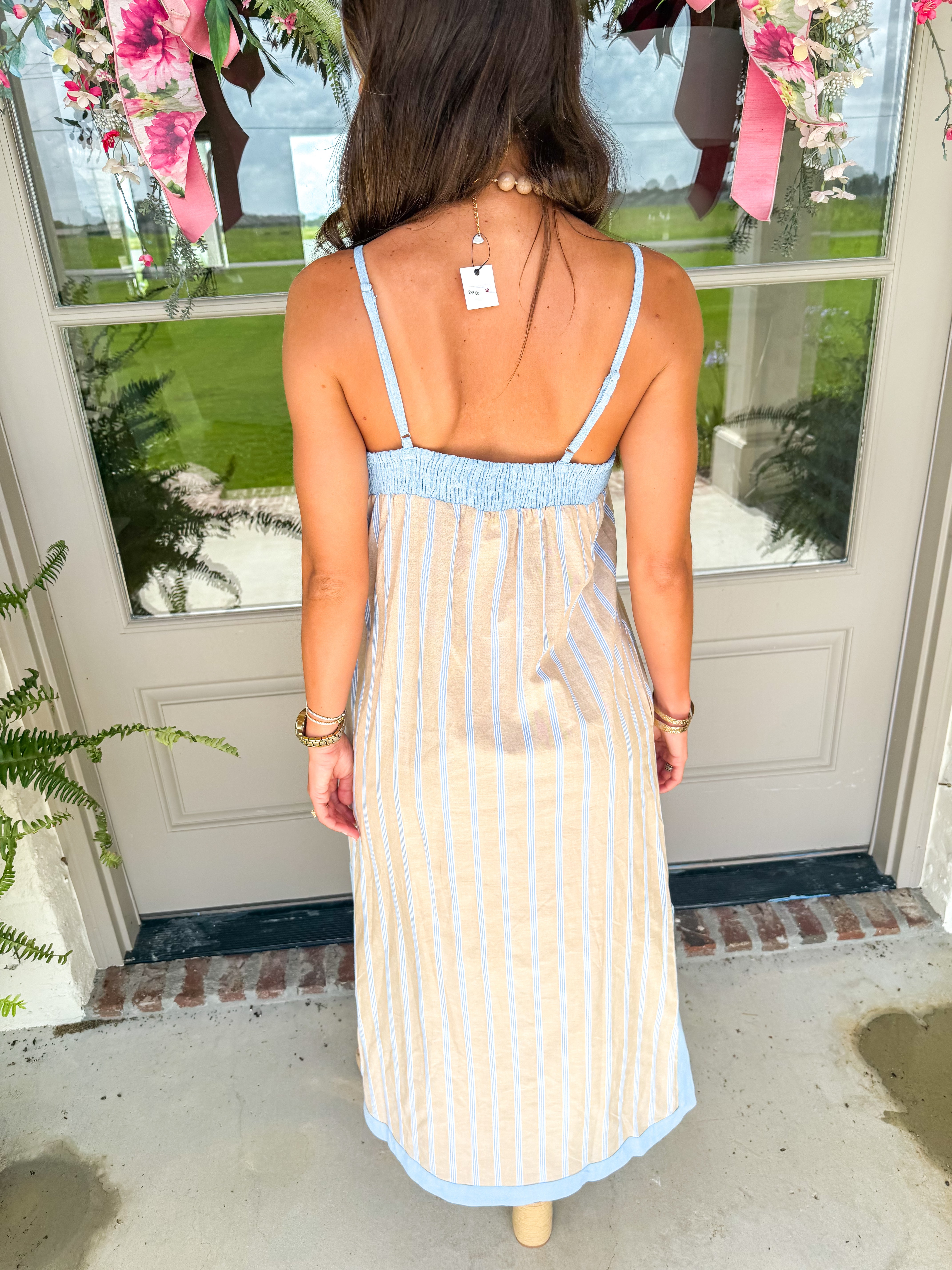 Coastal Breeze Striped Midi Dress
