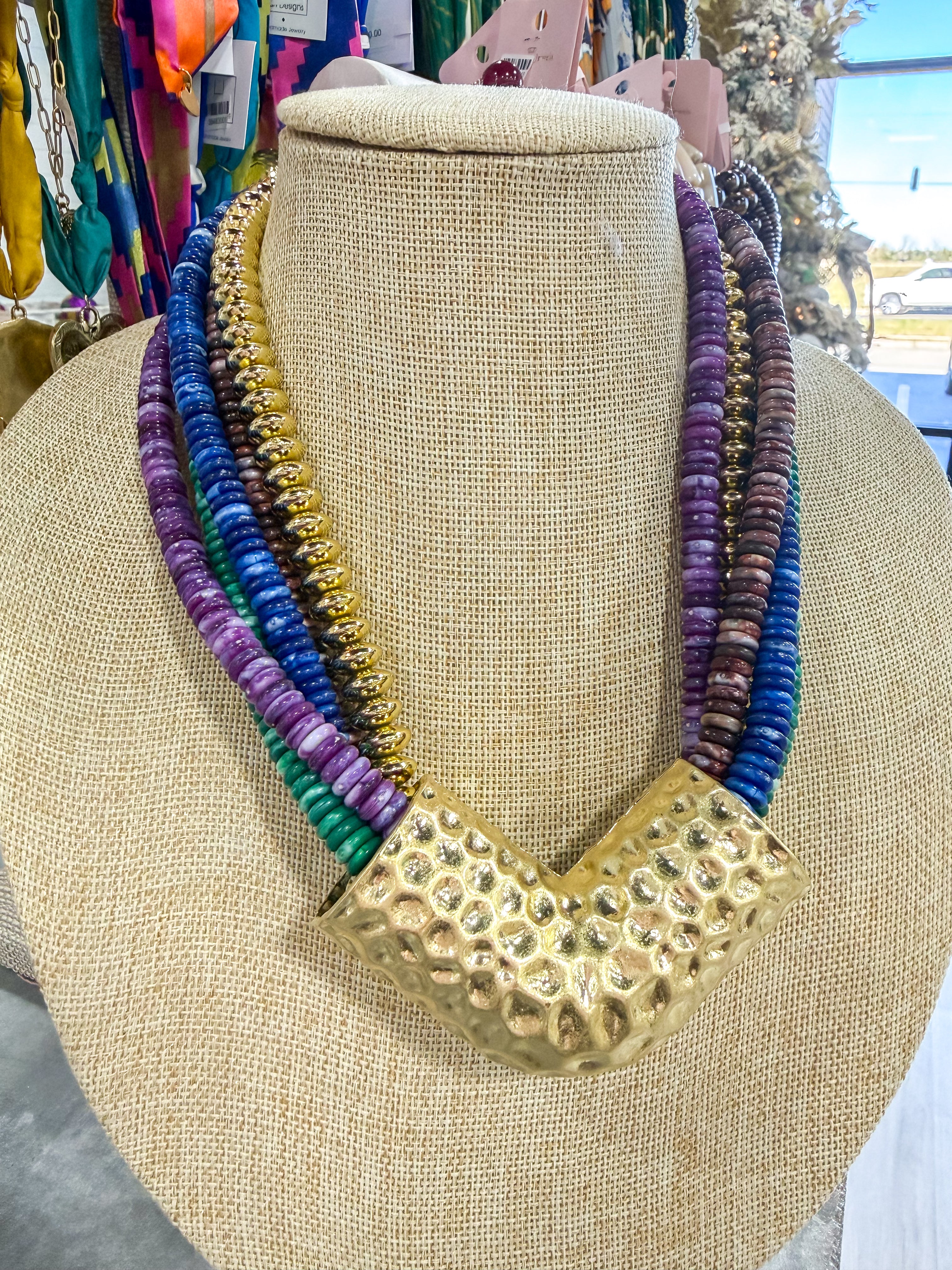 Purple/Blue/ Green & Gold Multi Necklace