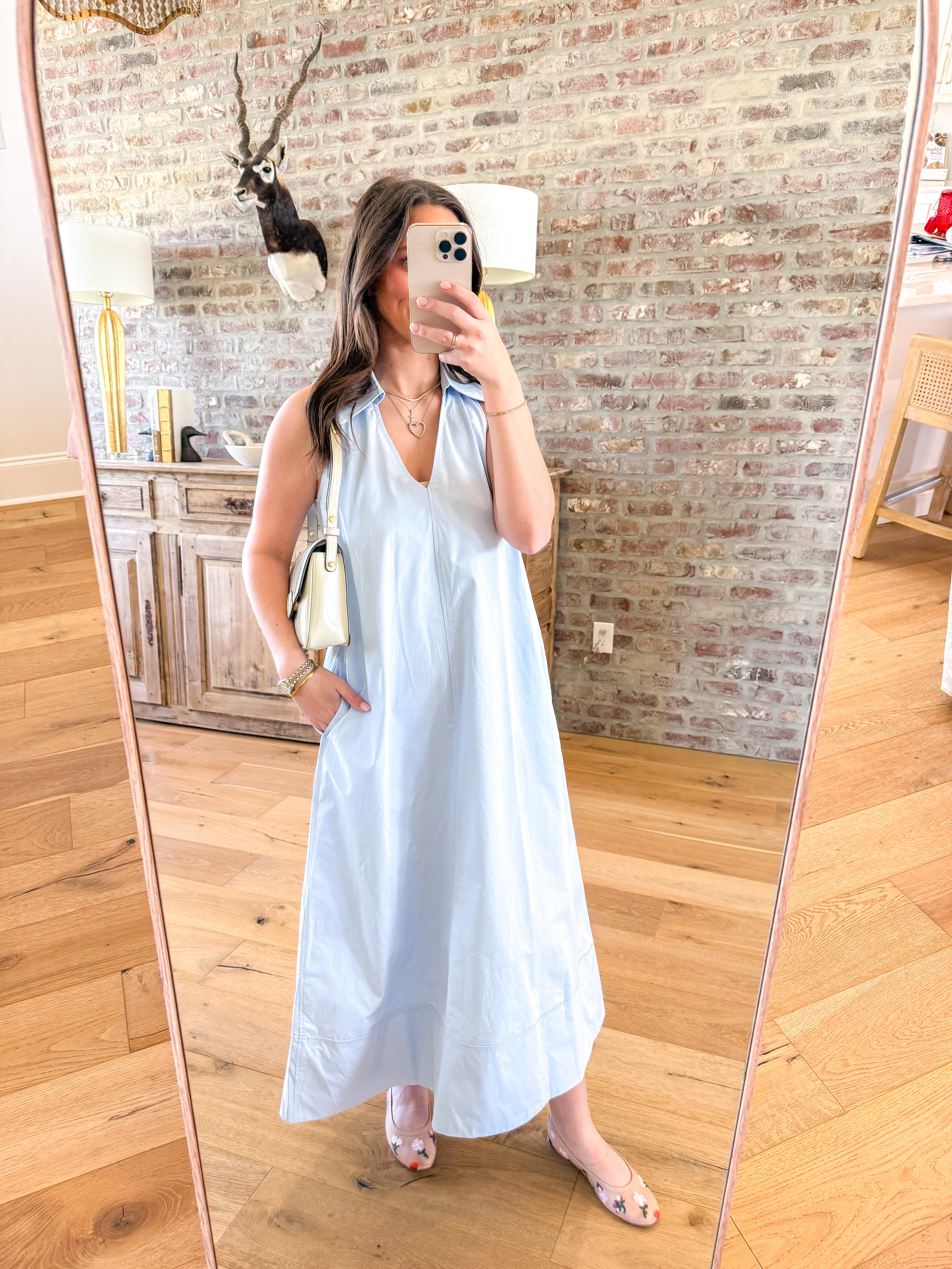 Clara Collared A-line Maxi Dress Light Blue