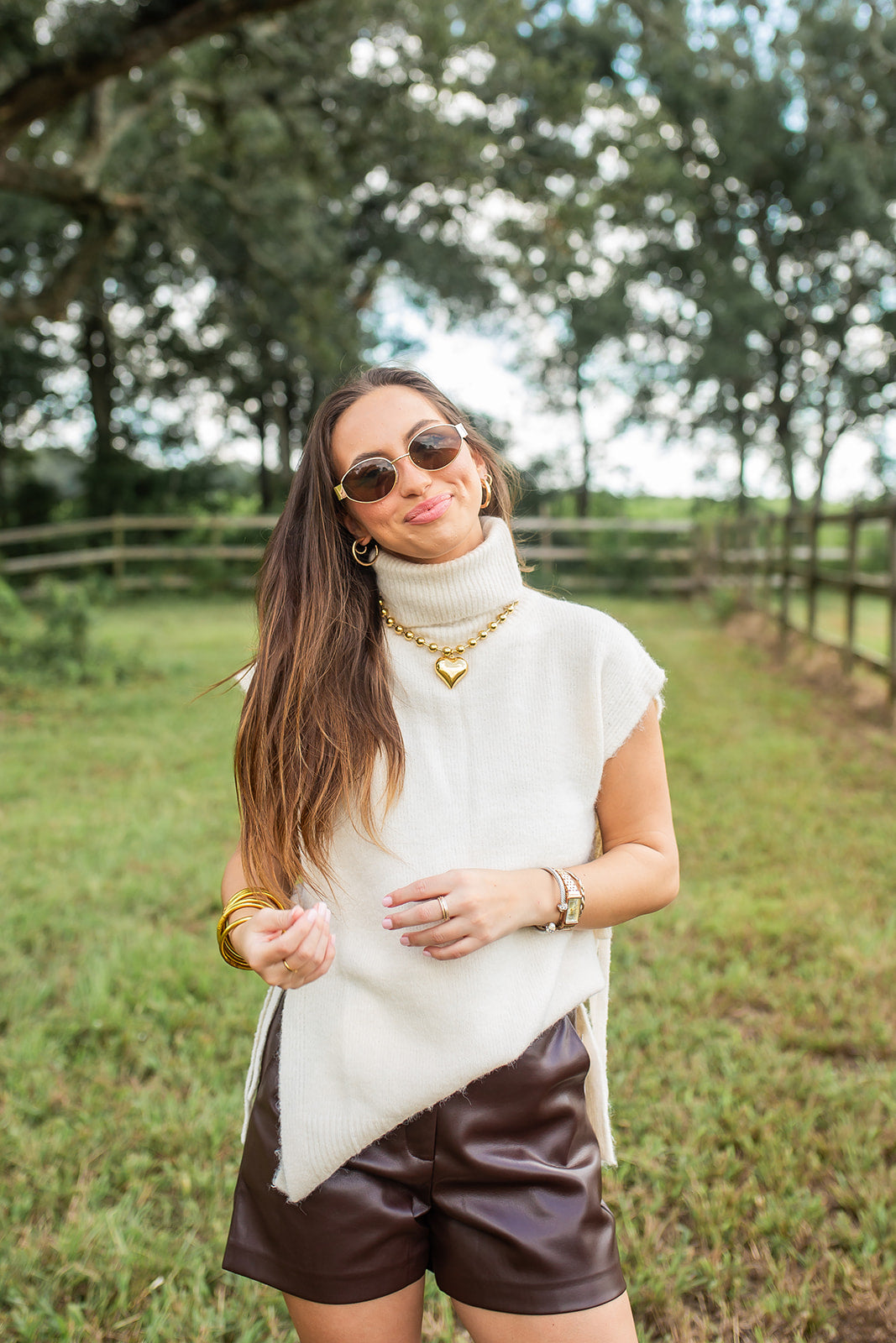 Cream Turtleneck Vest