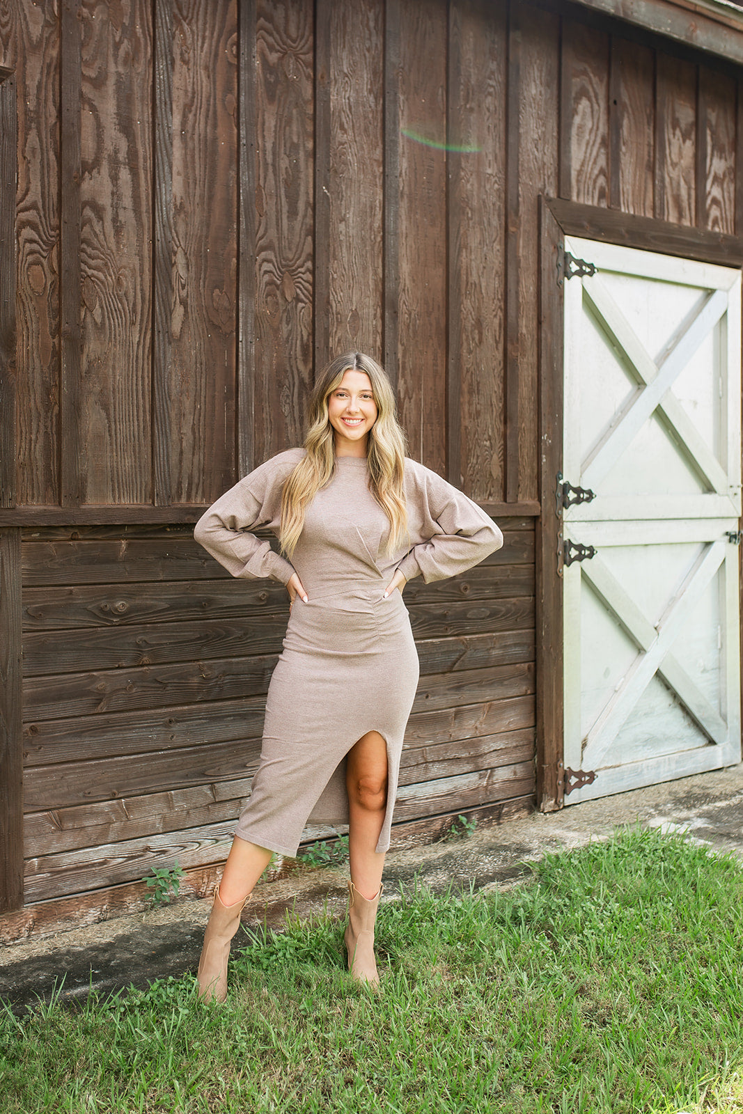 Mocha Side Slit Sweater Dress