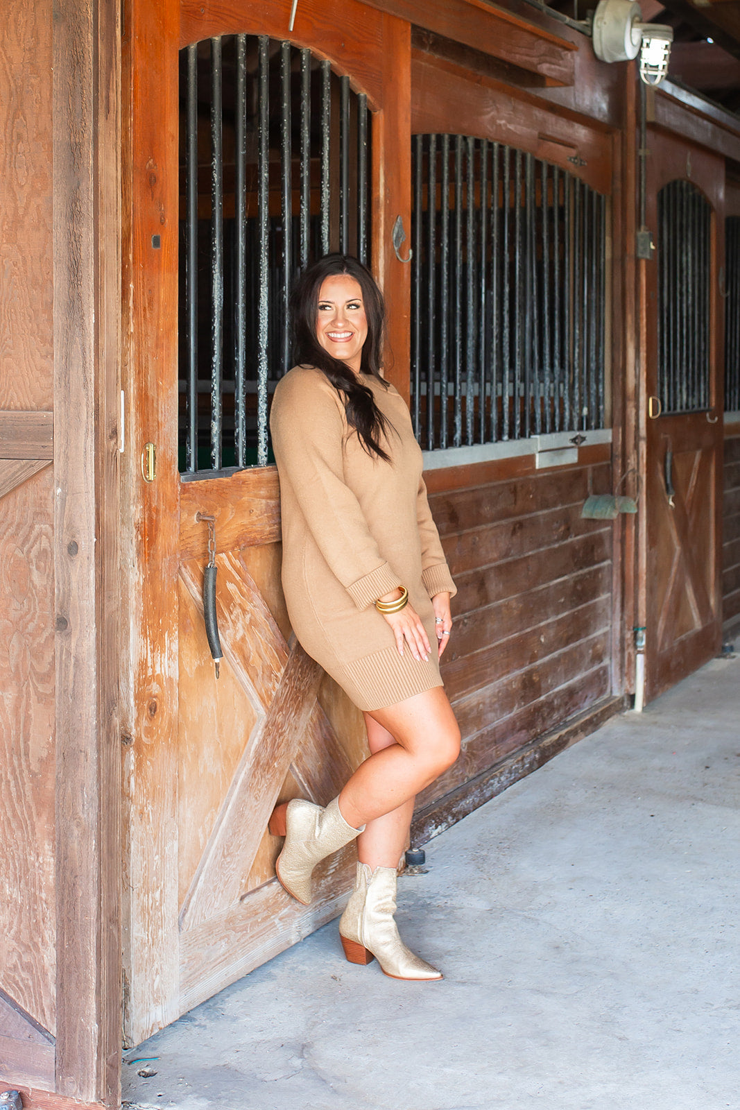 Act Natural Sweater Mini Dress Camel