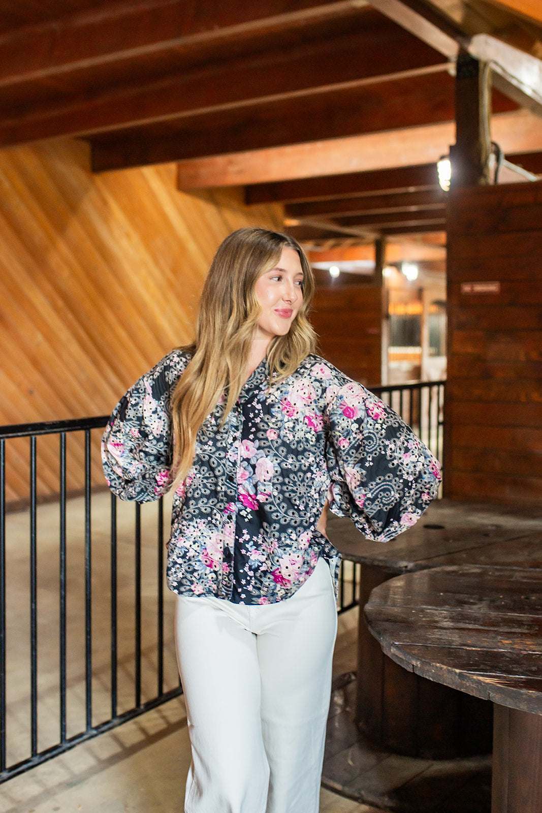 Pretty Girl Black Floral Blouse