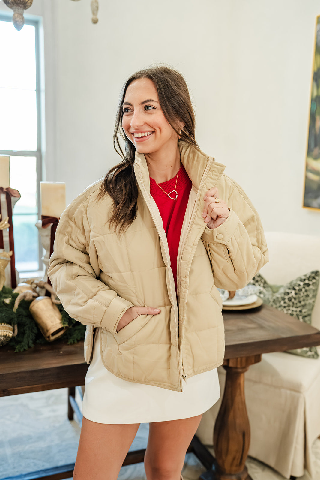 Cozy Trails Puffer Beige Jacket