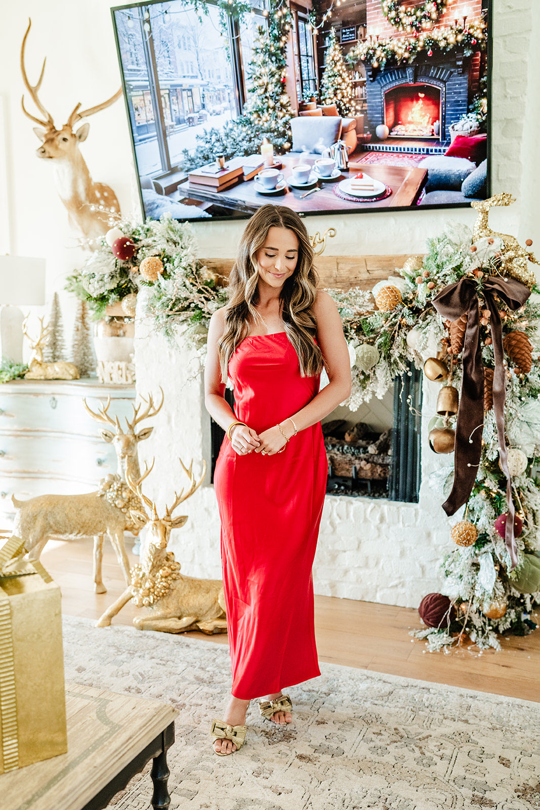 Jessamine Dark Red Satin Maxi