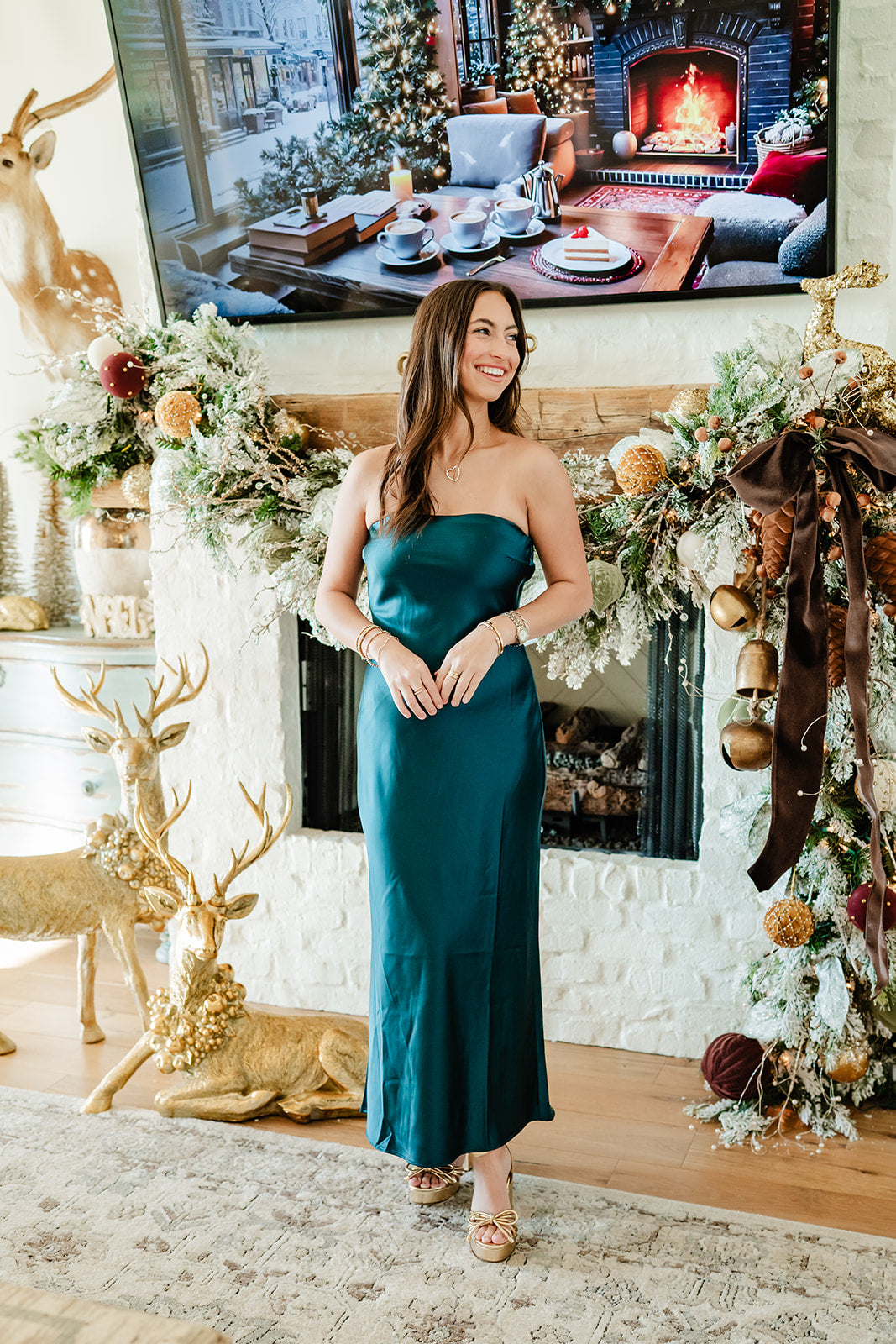 Jessamine Midnight Teal Satin Maxi