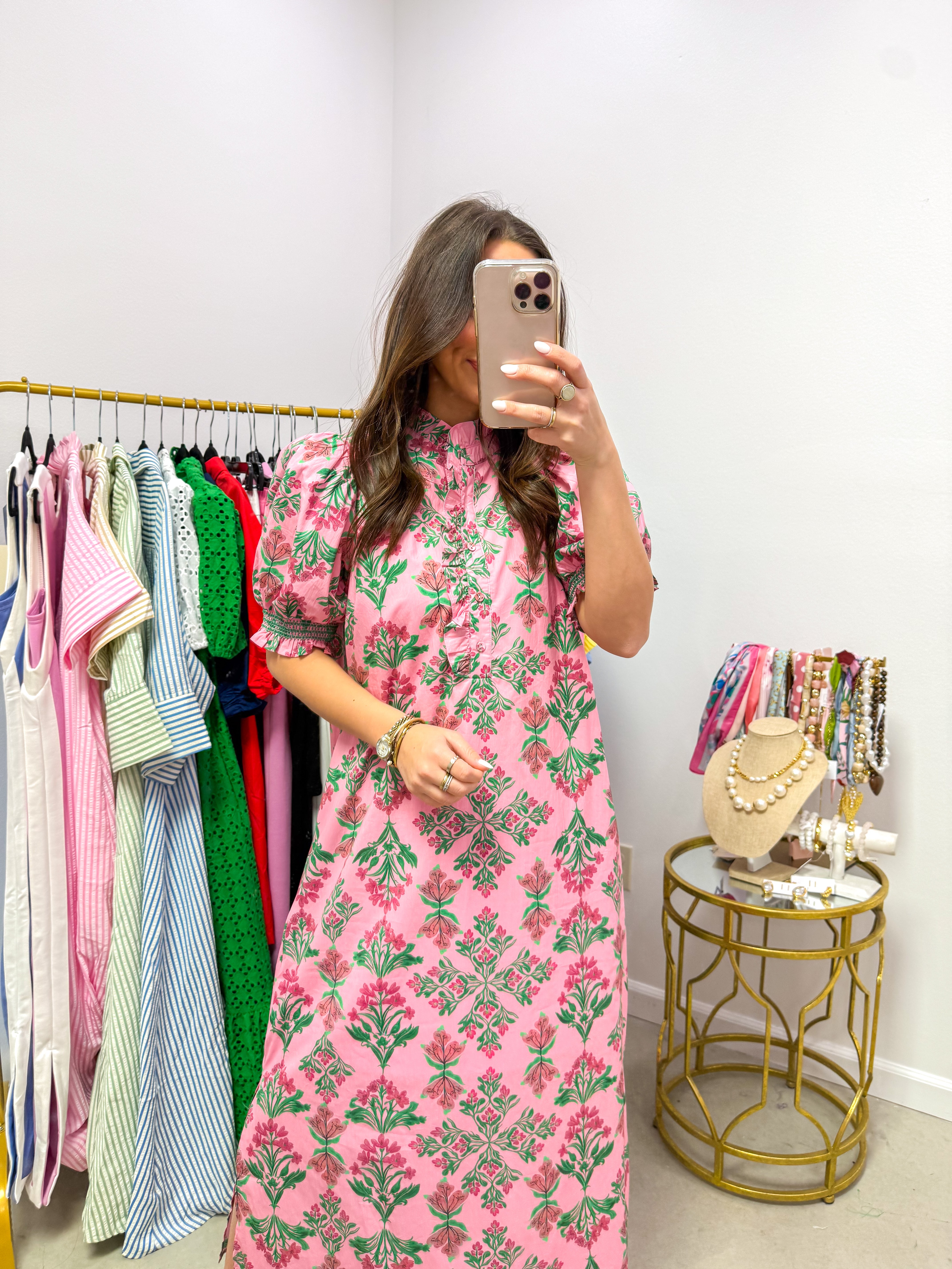 Eloise Pink Floral Midi