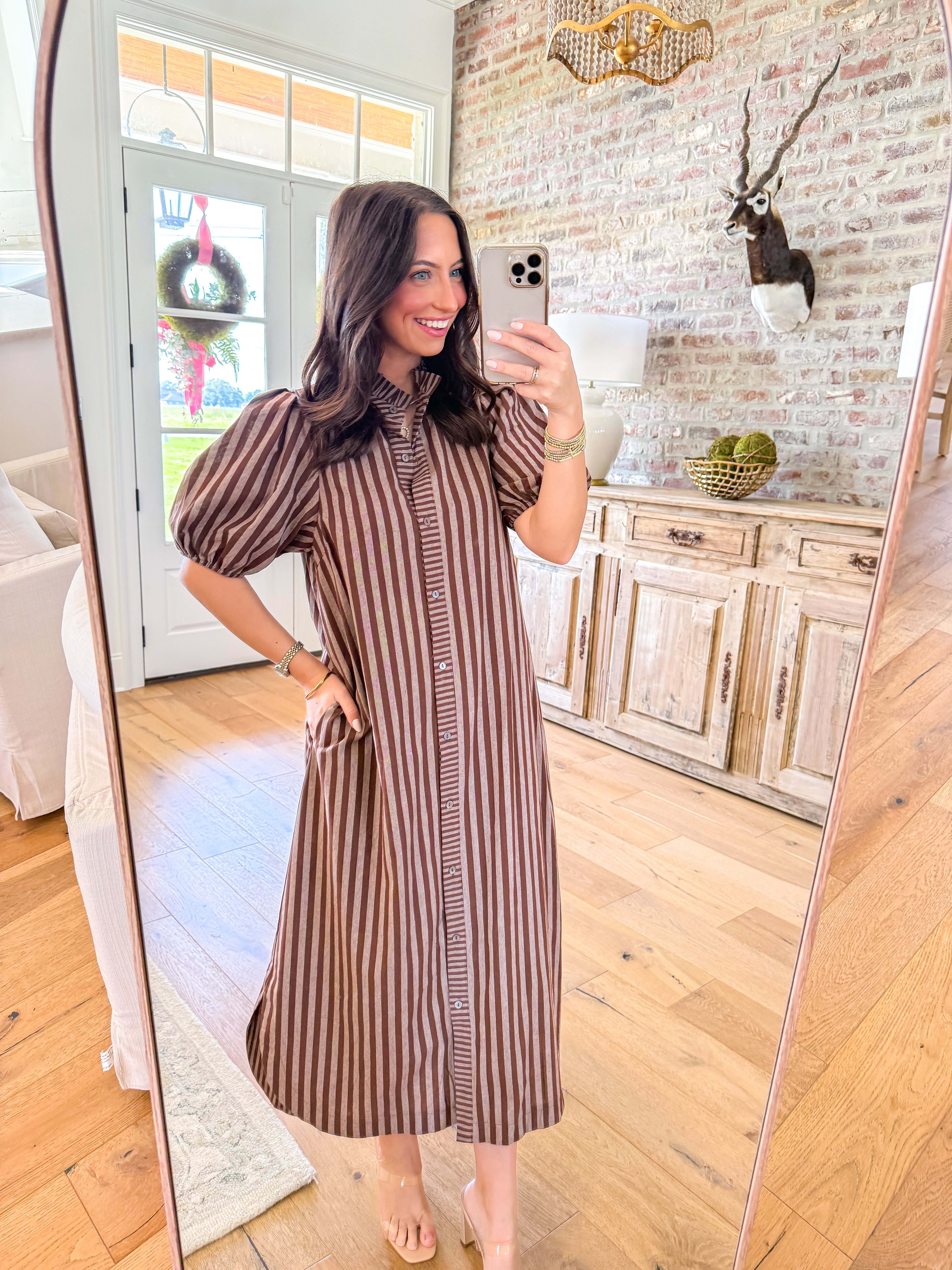 The Briar Striped Midi Brown