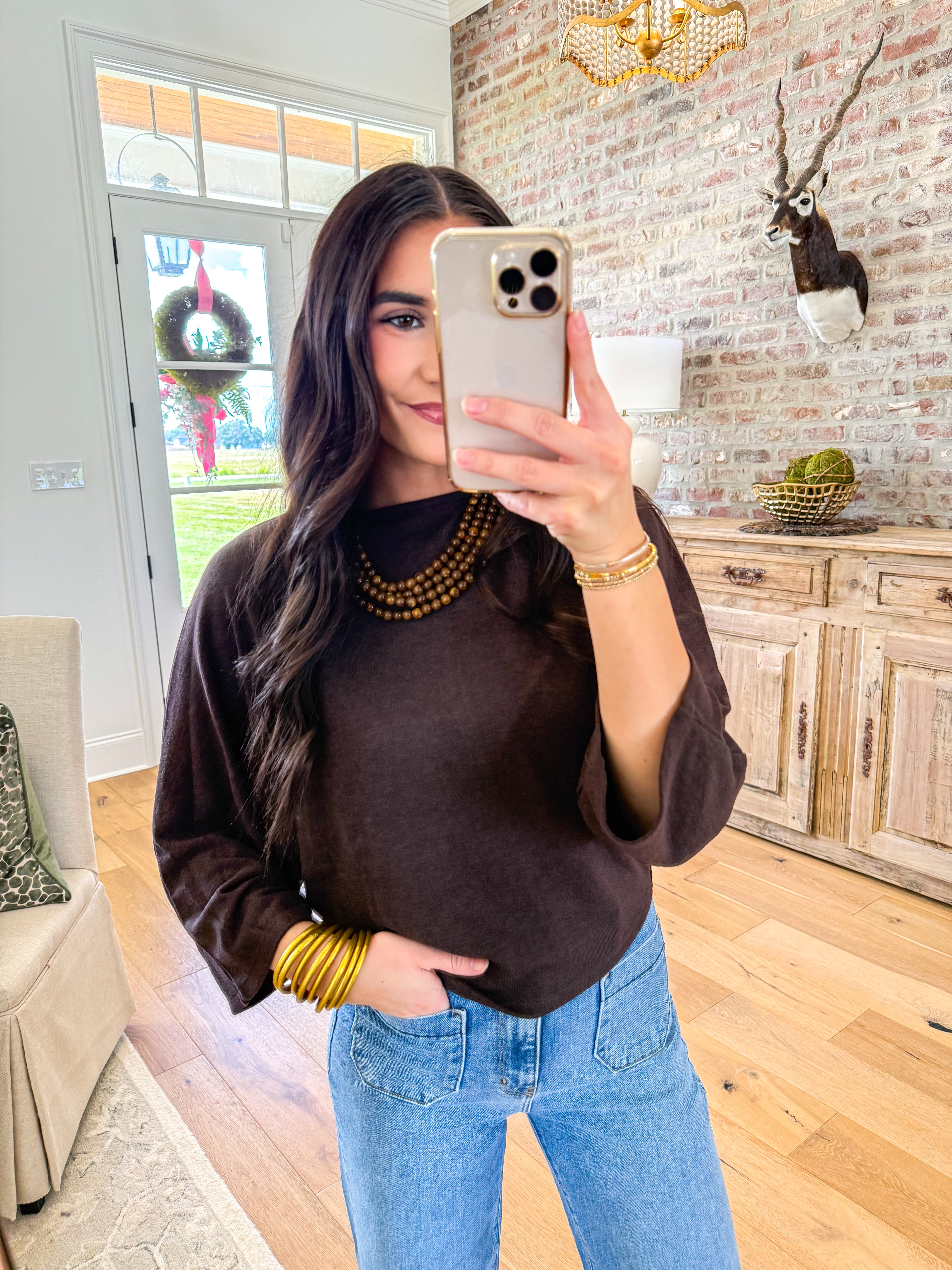 Chocolate Dolman Knit Pullover
