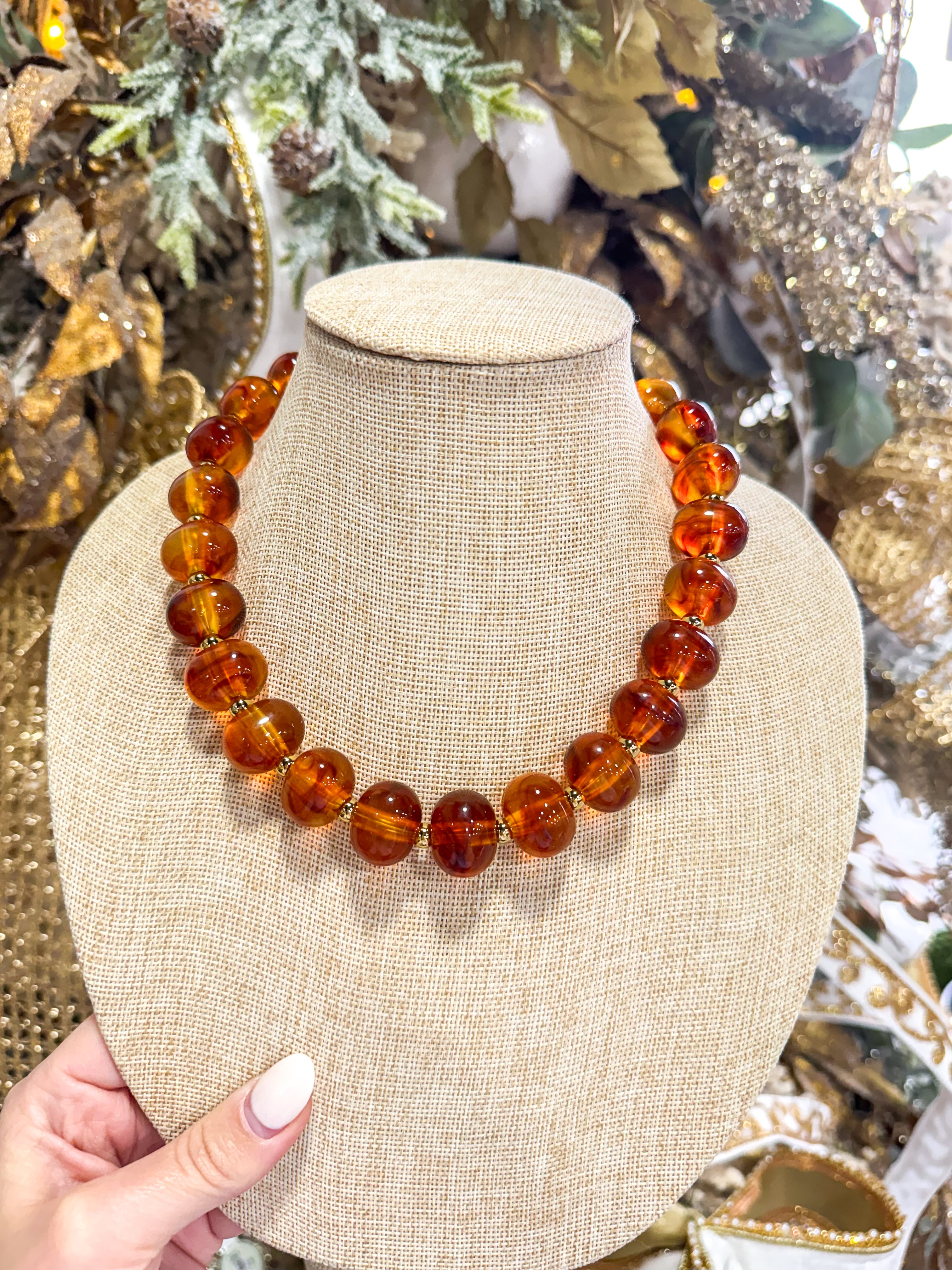 Amber Chunky Bead Necklace
