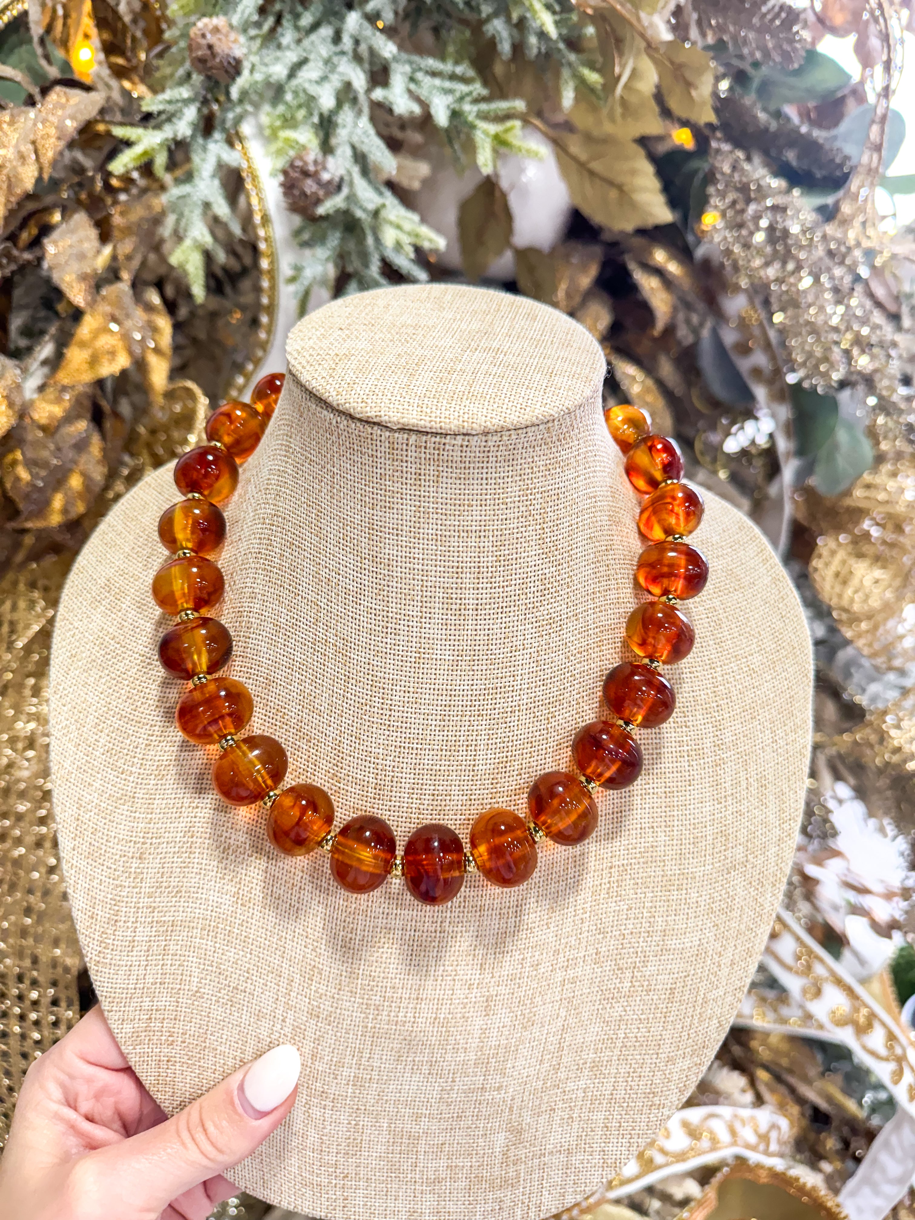 Amber Chunky Bead Necklace