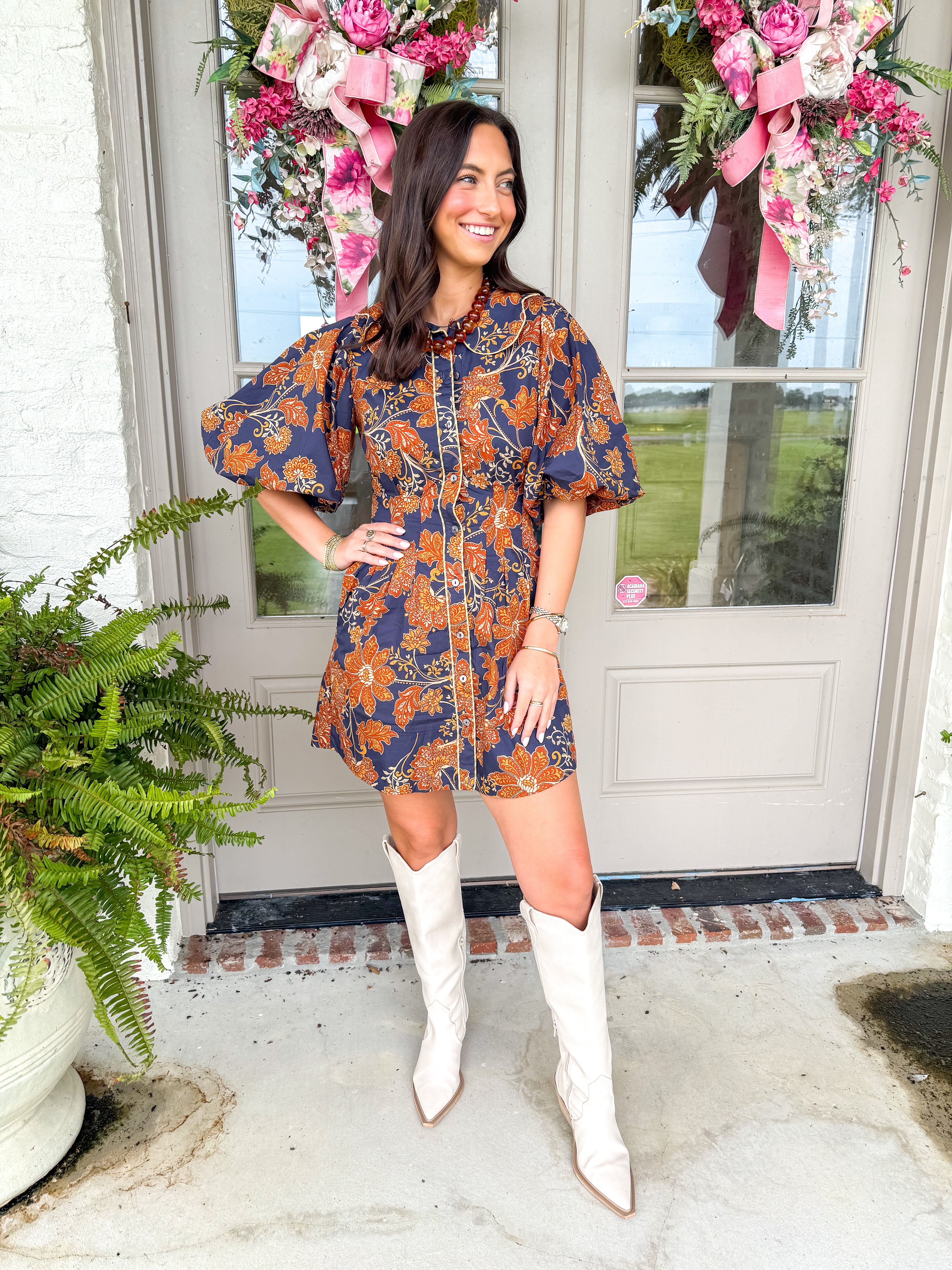 Eliza Floral Puff Sleeve Mini Dress