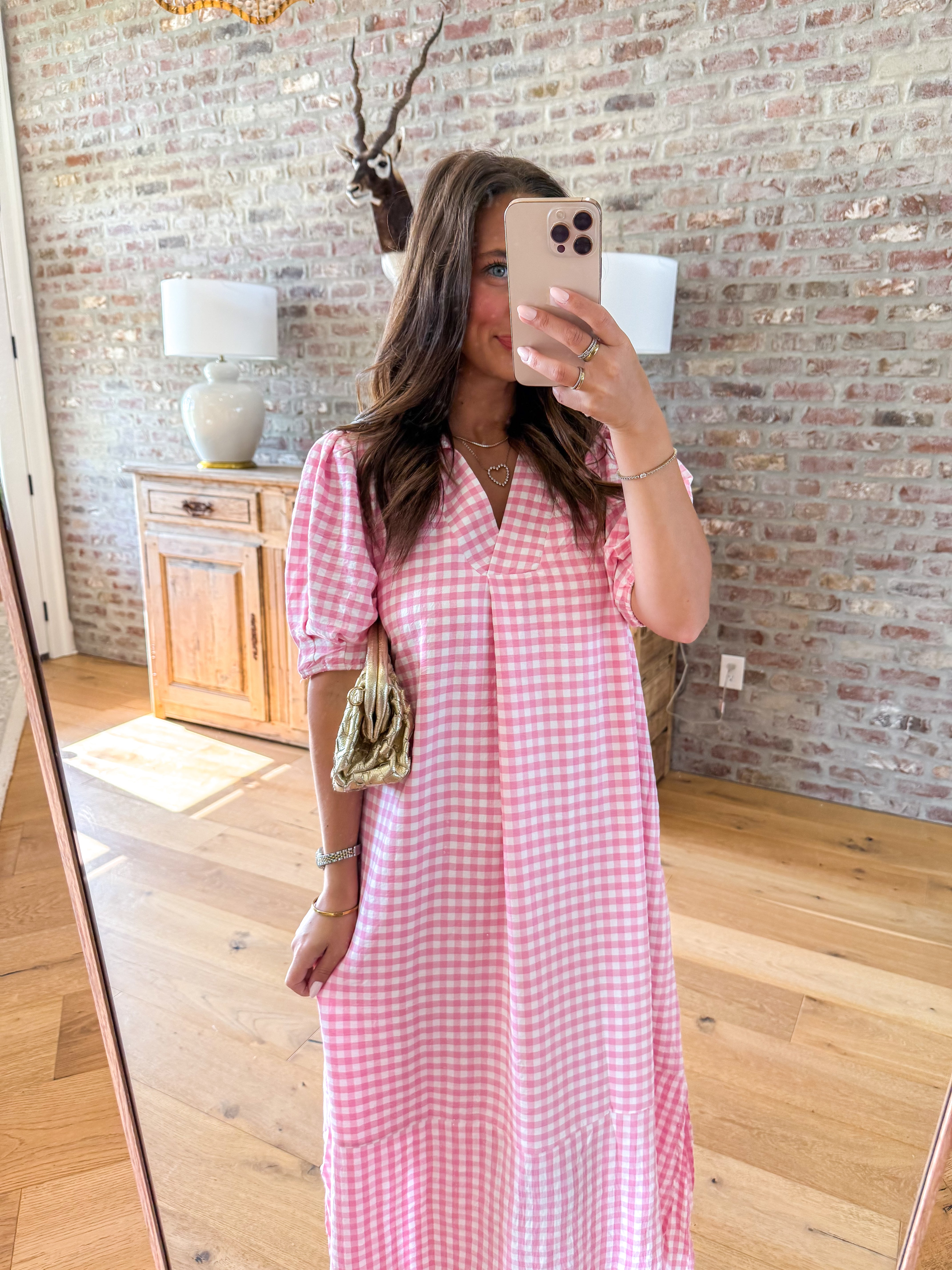 Peony Gingham Midi Dress