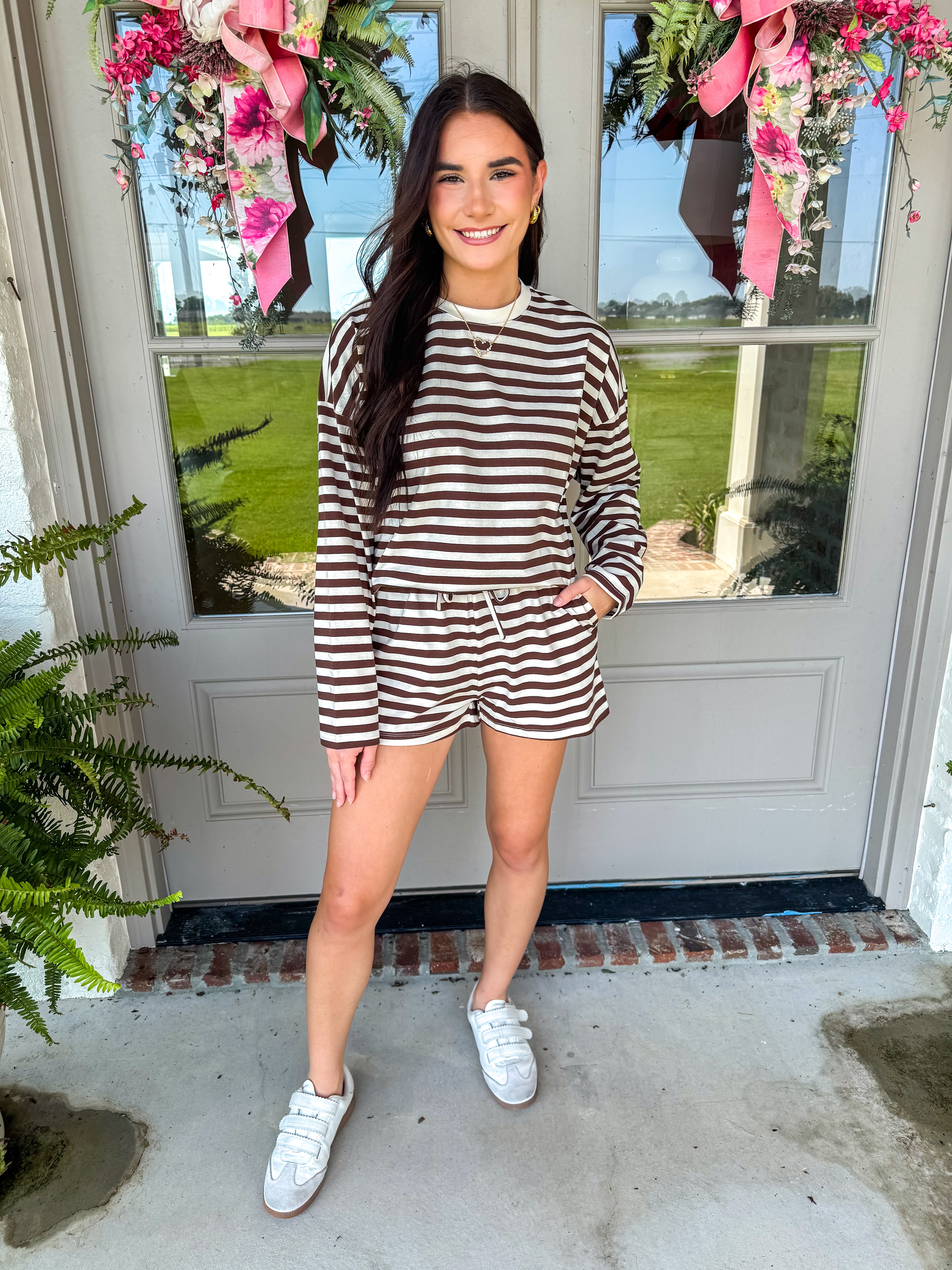Cocoa Stripe Lounge Set