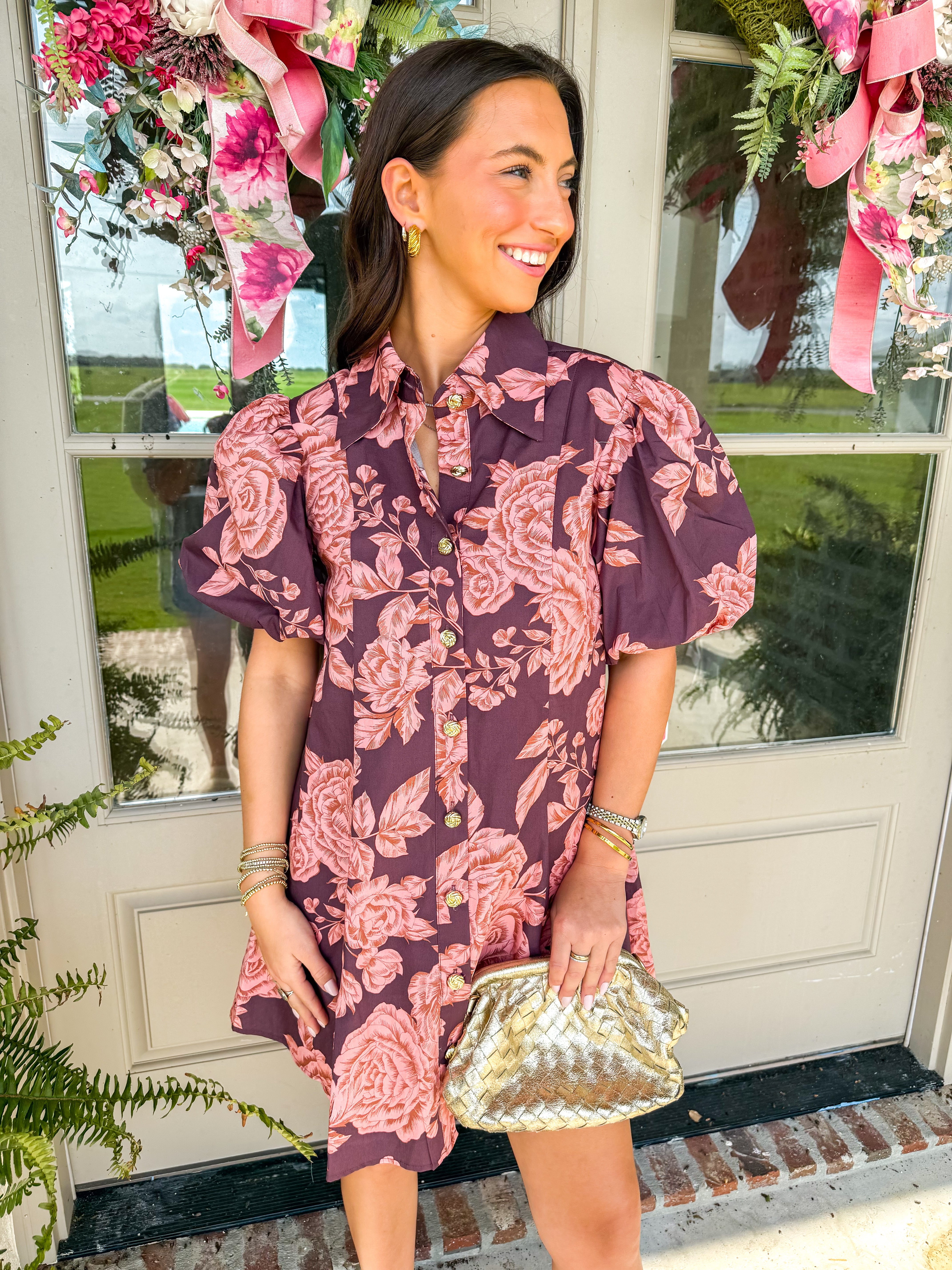 Ian Floral Puff Sleeve Mini Dress