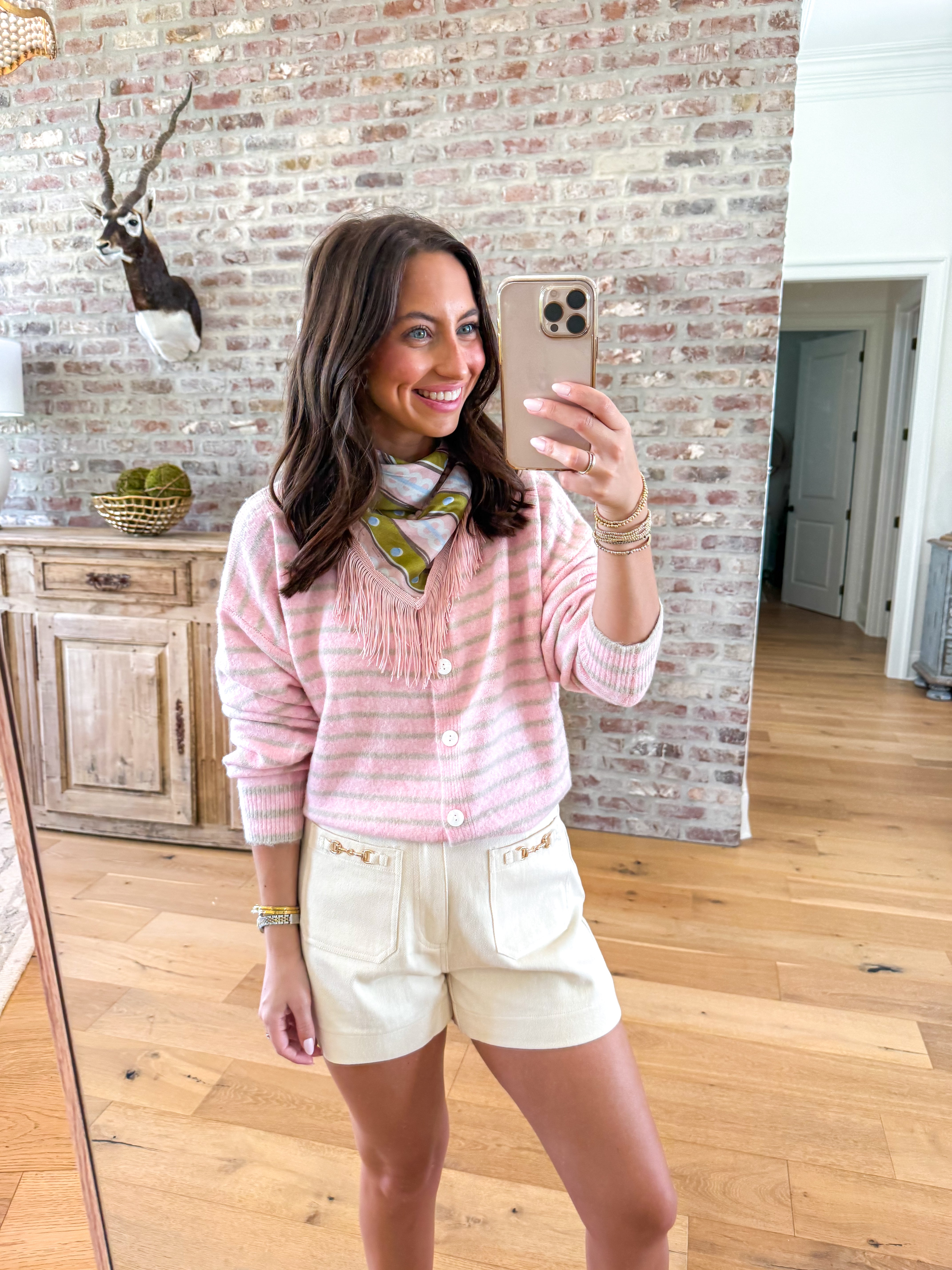Sweet Talk Striped Cardigan Pink/Taupe