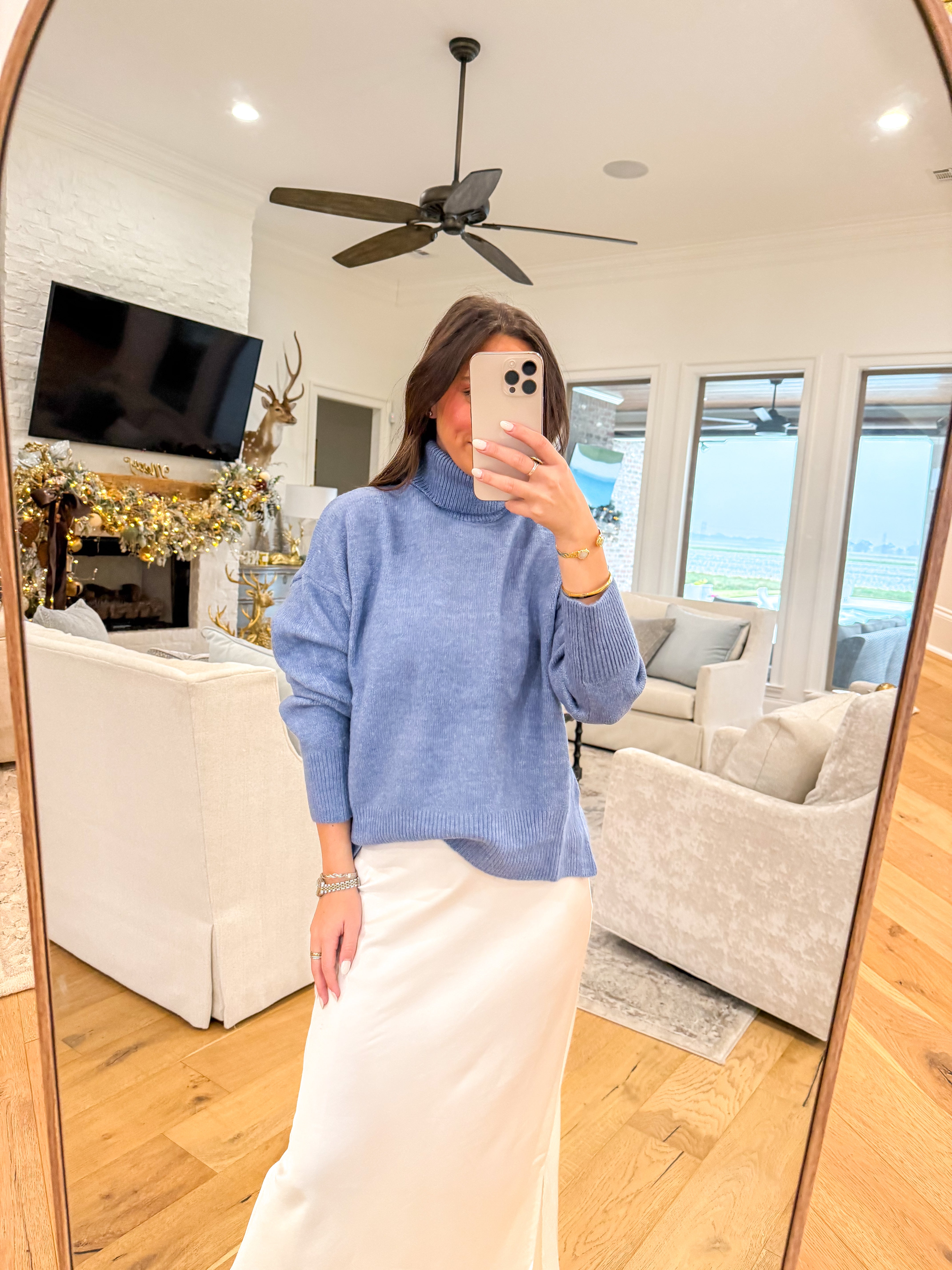 Frosted Morning Blue Turtleneck Sweater