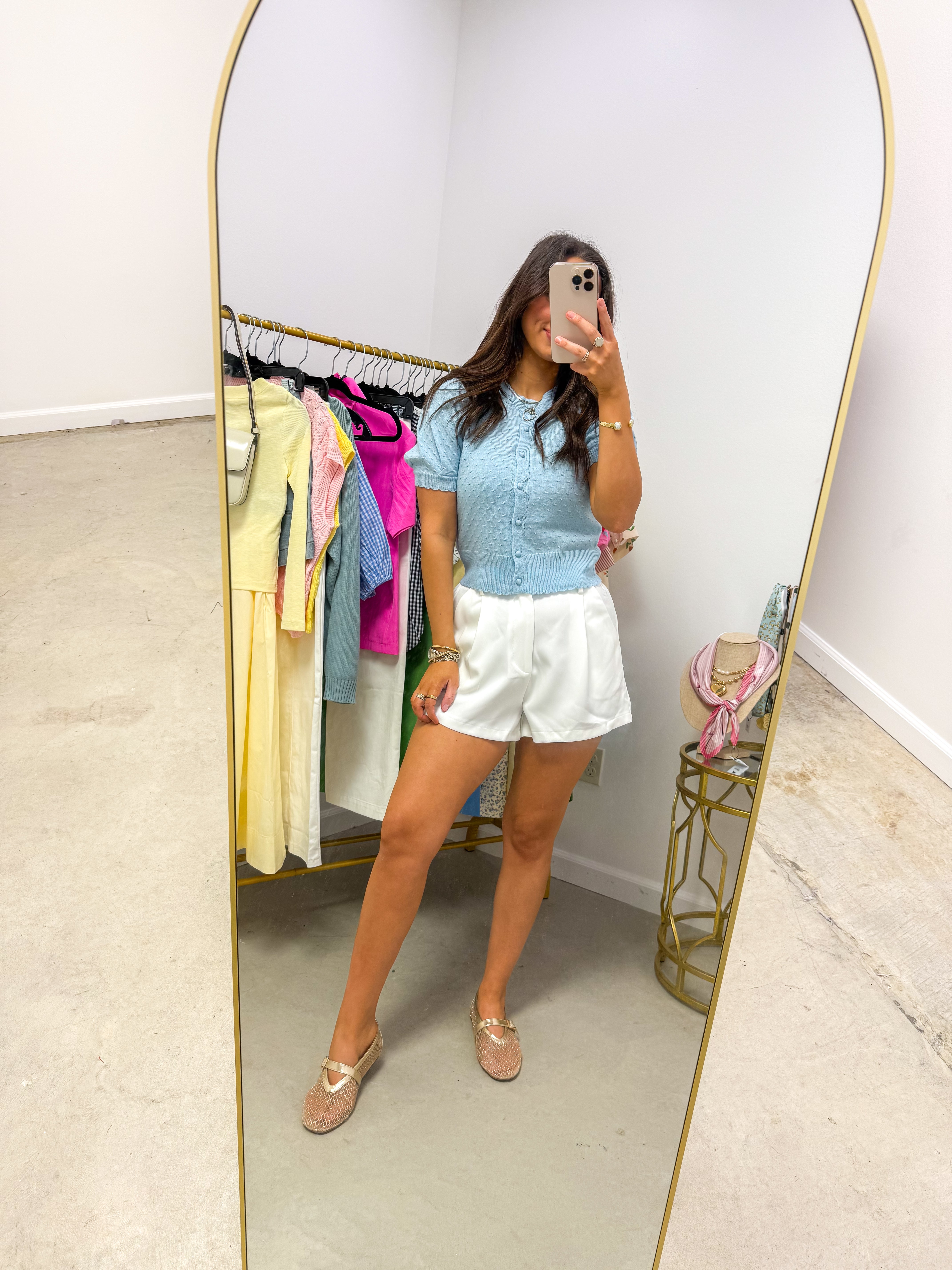 Heather White High-Waisted Tailored Short