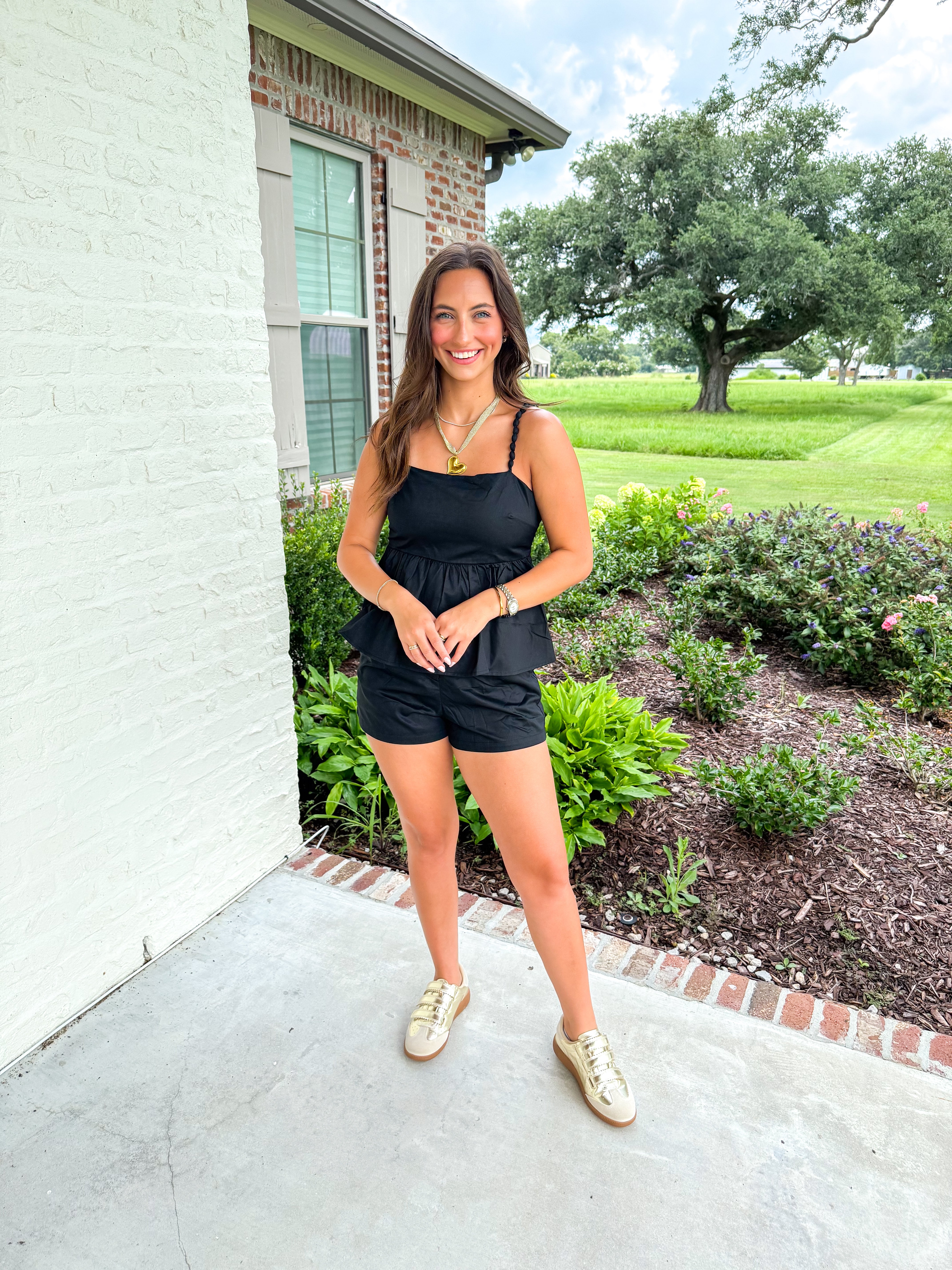 The Margot Peplum Short Set Black