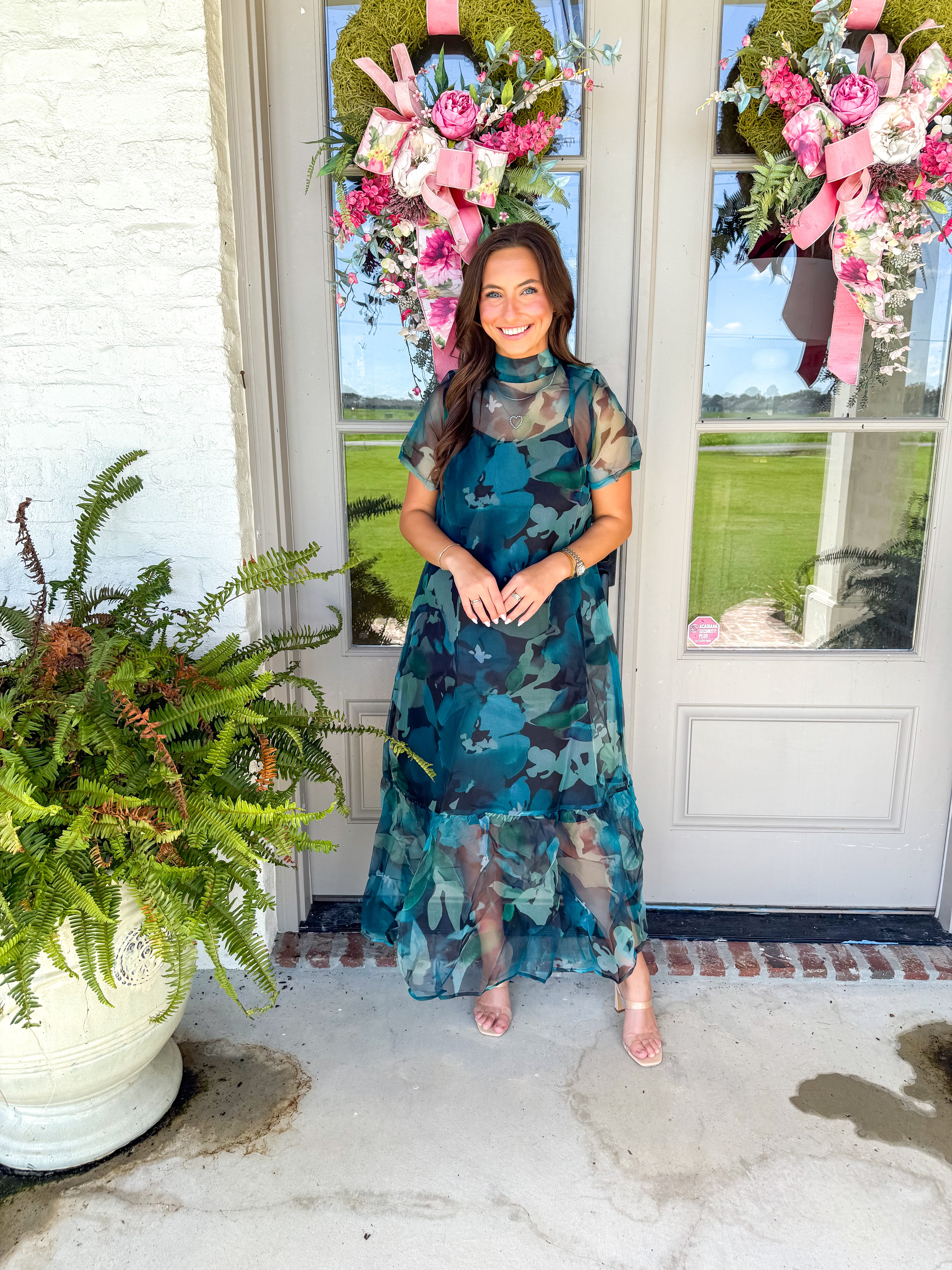 Watercolor Dreams Sheer Floral Maxi Dress