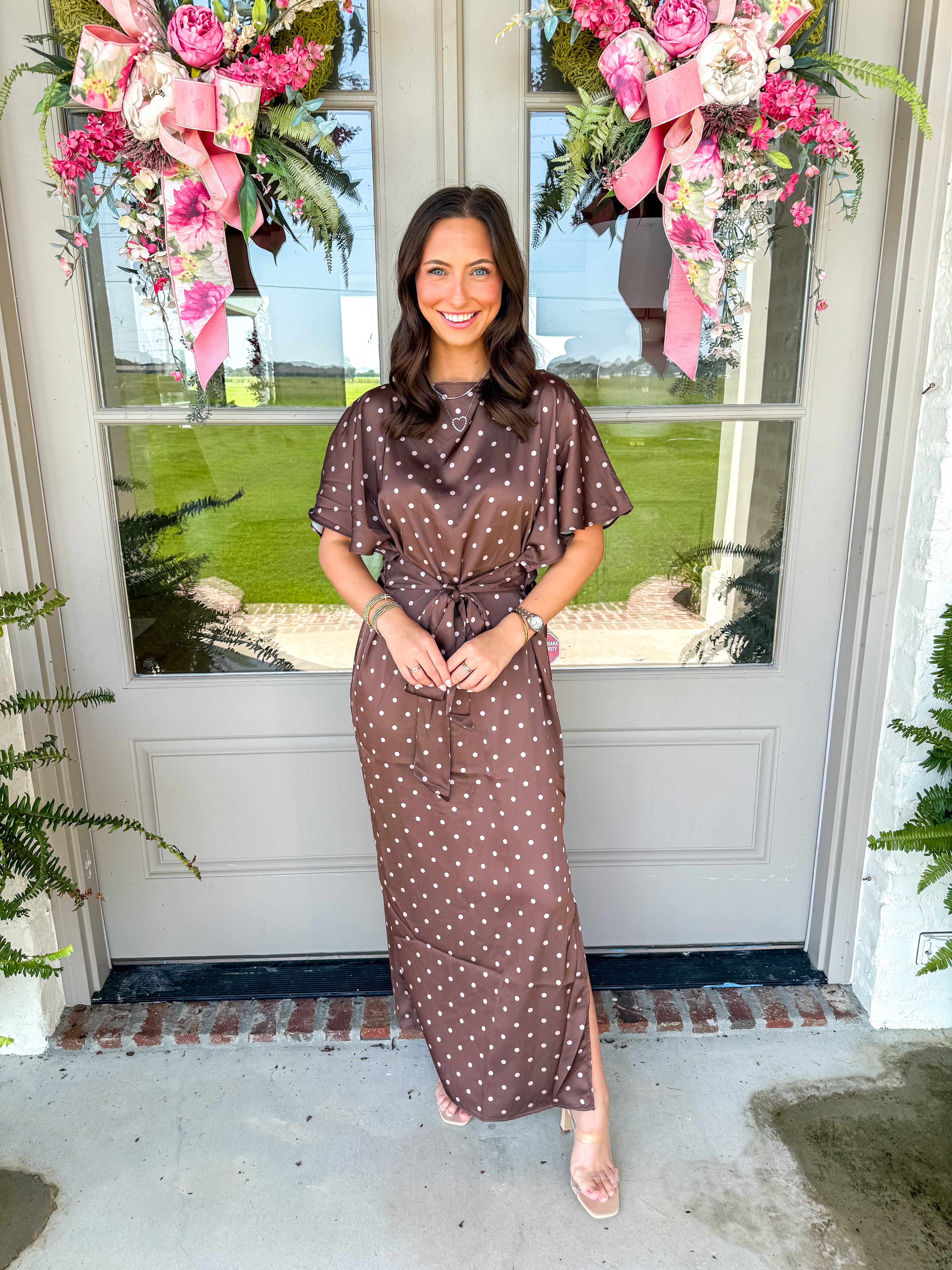 Chocolate Kisses Polka Dot Midi Dress