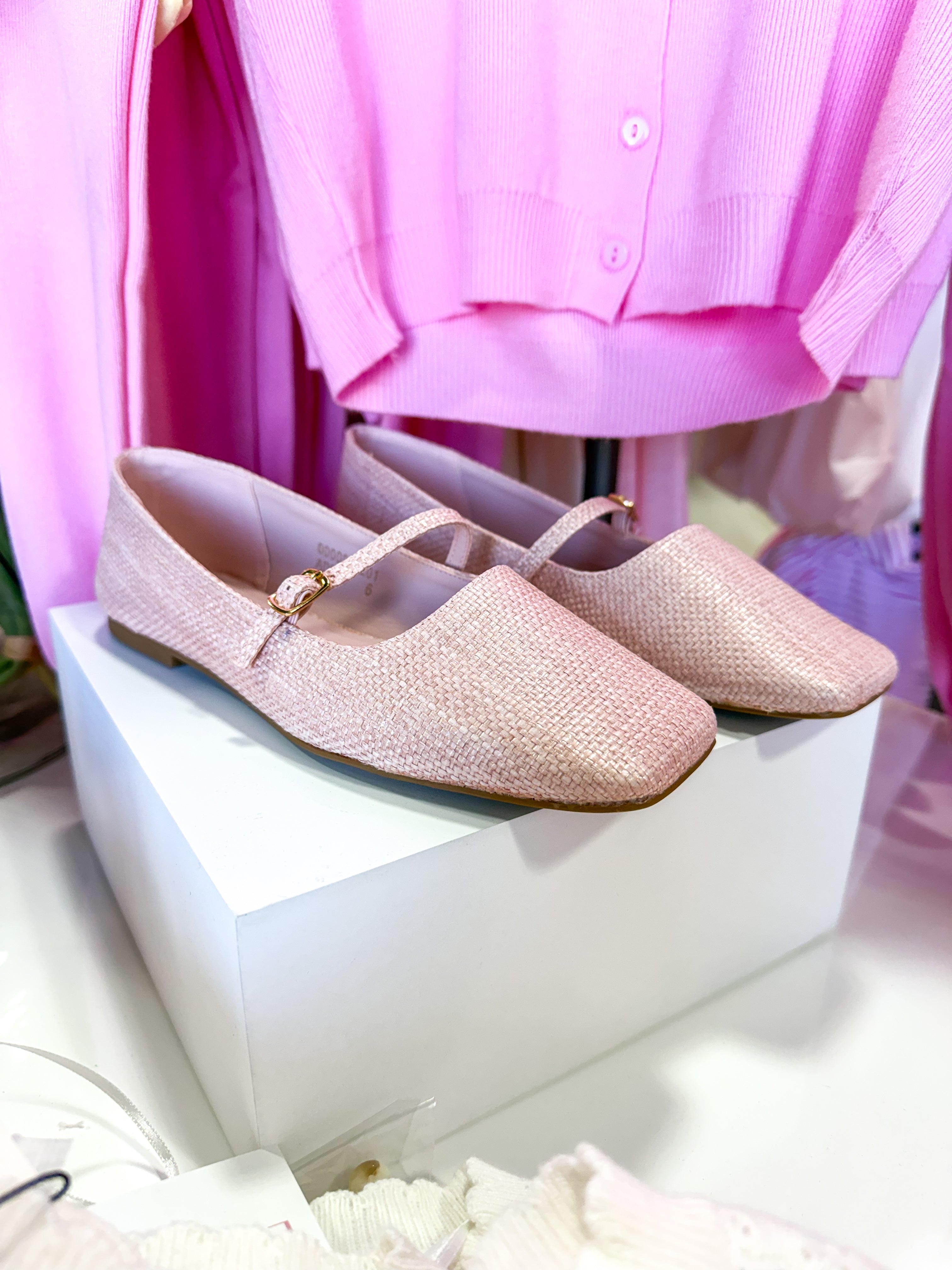 Adele Pink Woven Flats