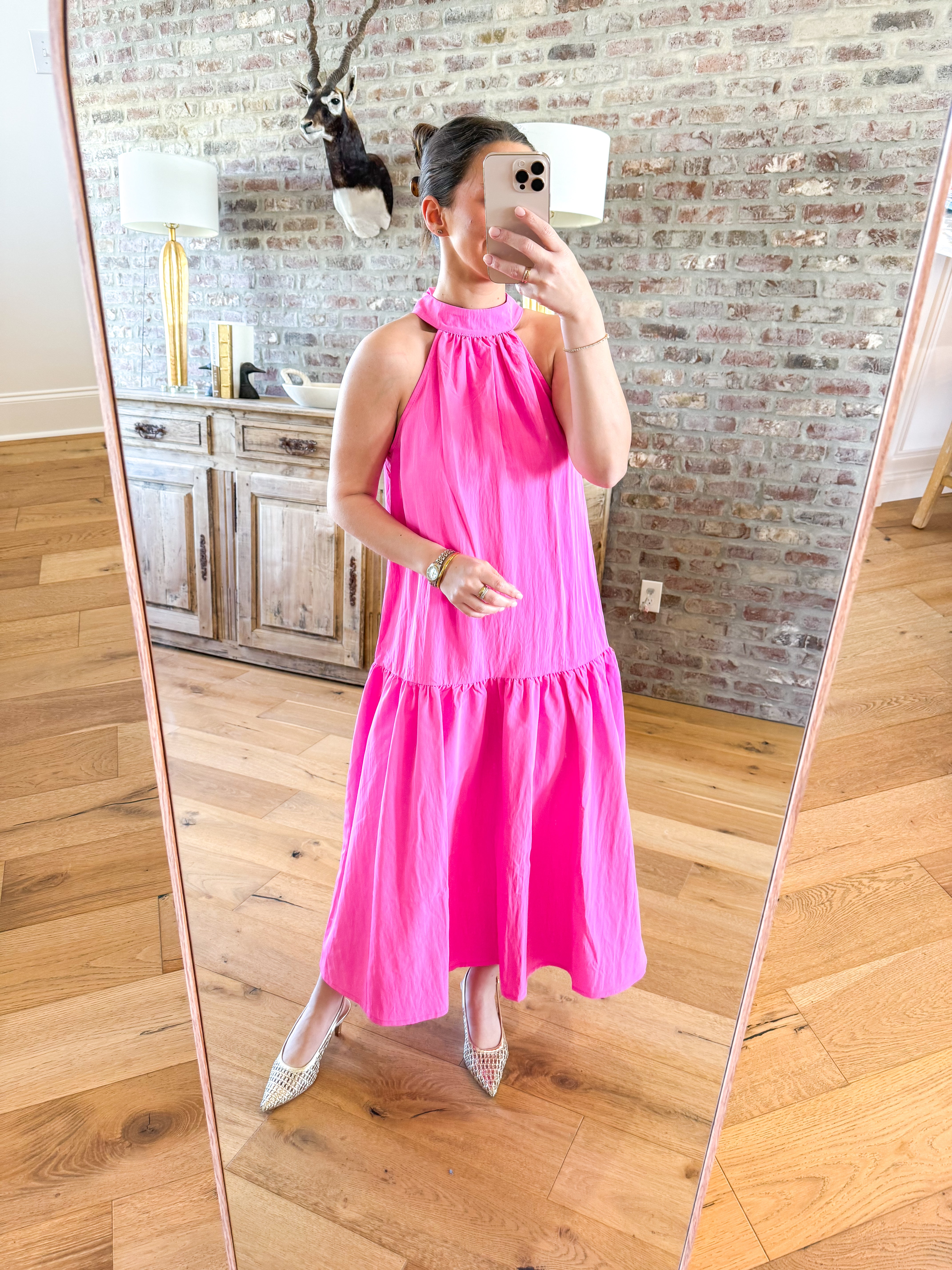 Hot Pink Resort Halter Dress