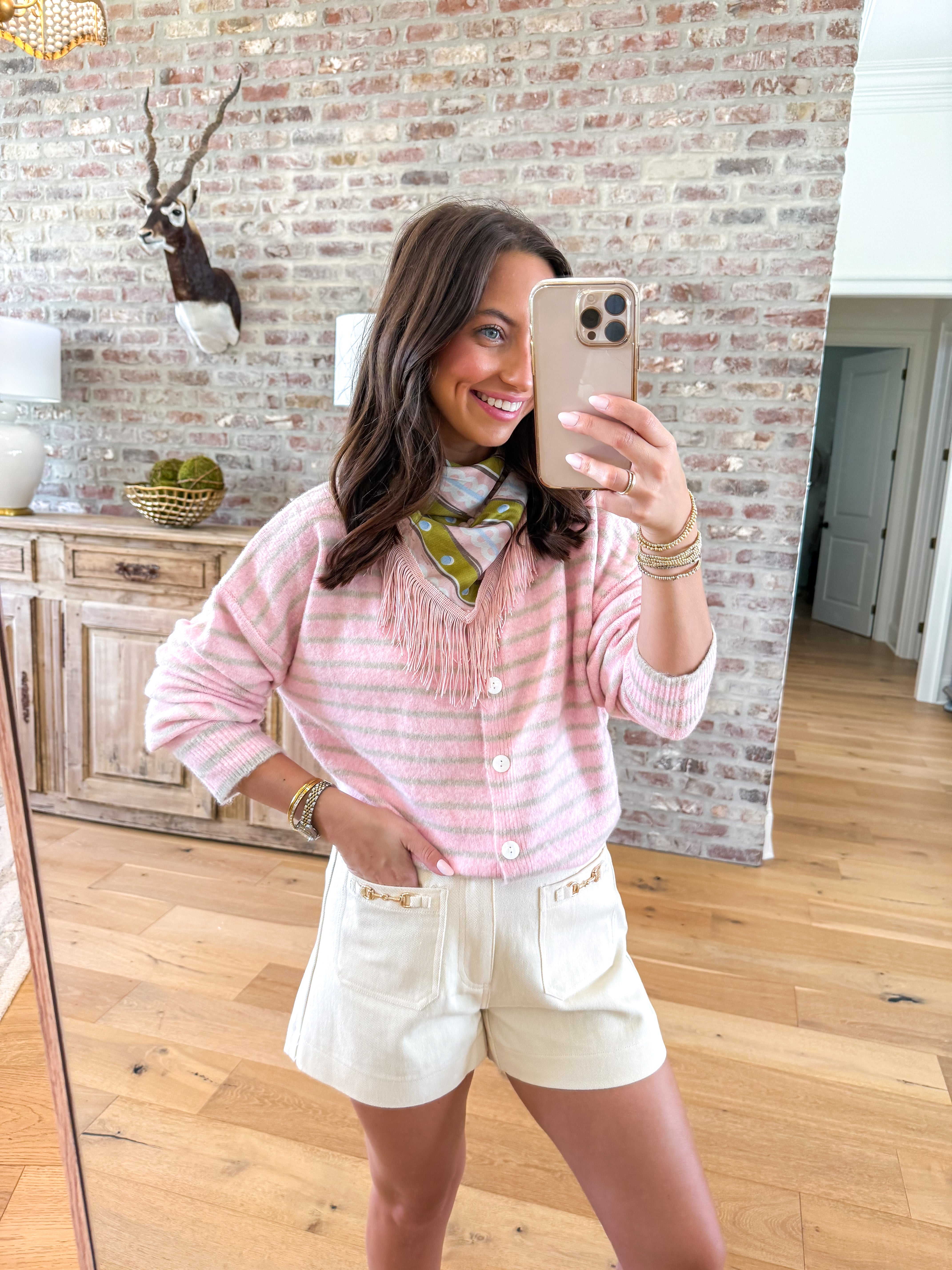 Sweet Talk Striped Cardigan Pink/Taupe