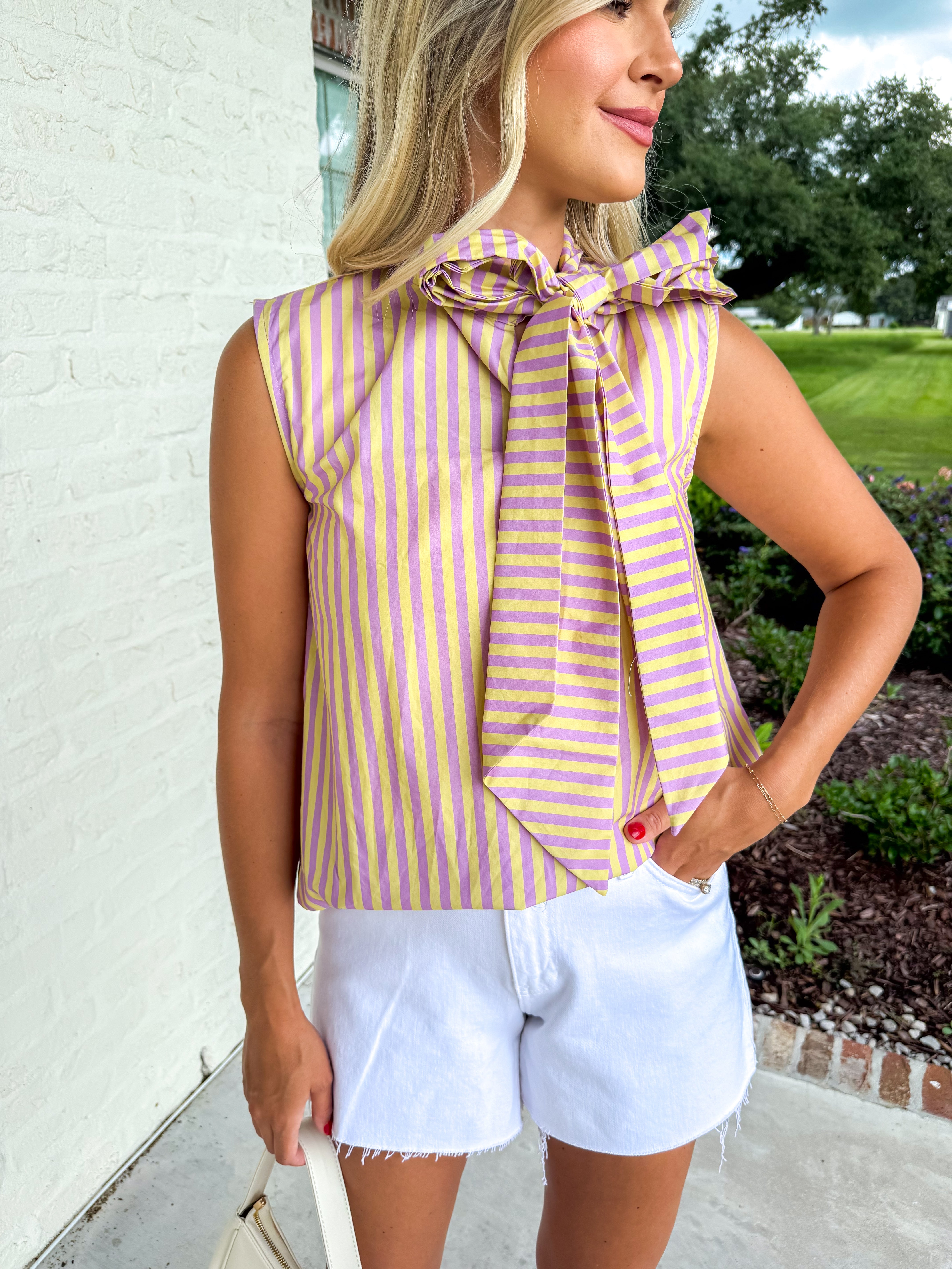 Lavender Lemon Bow Top