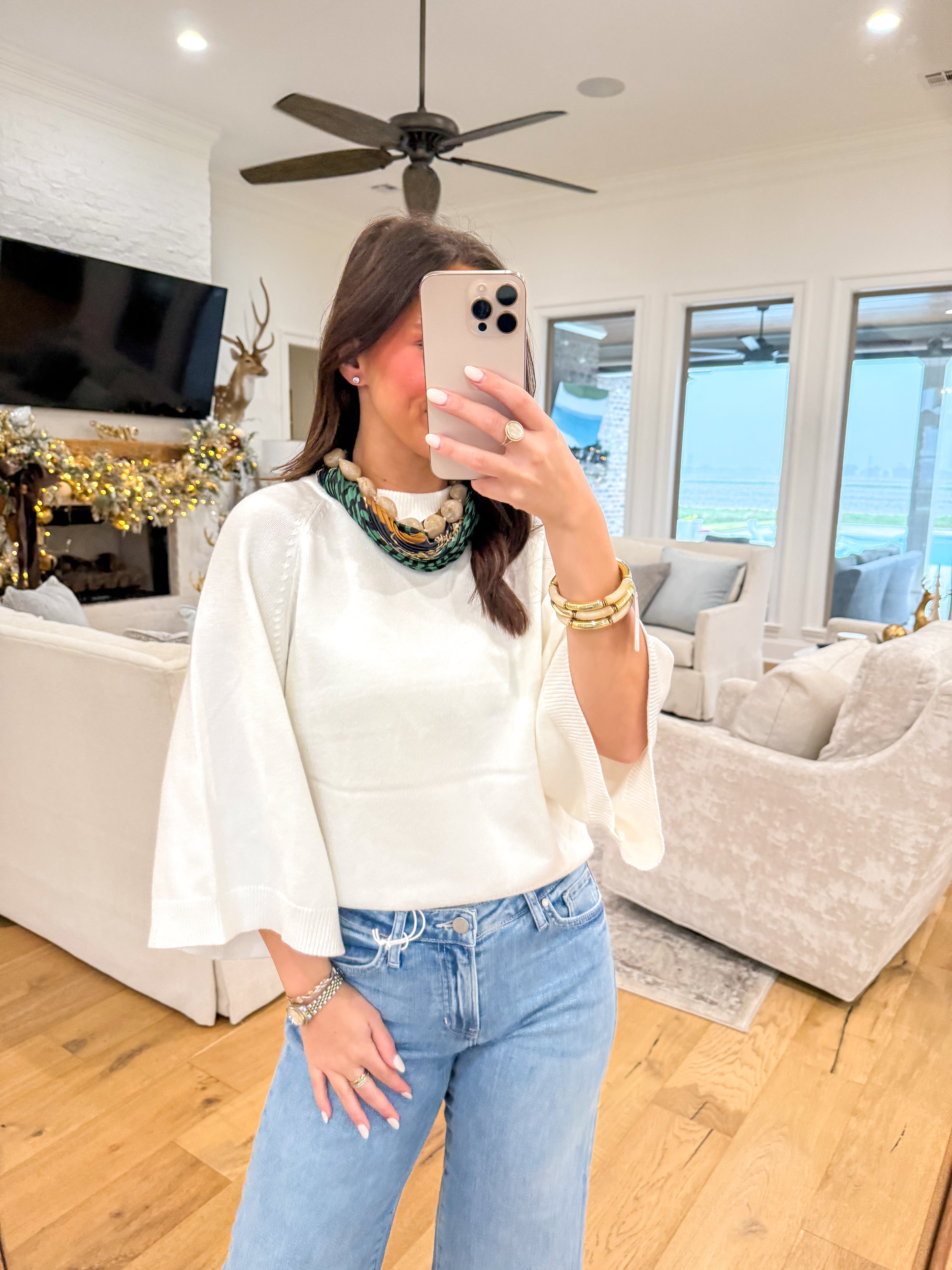 Everyday Ease Wide Sleeve Crew Sweater Cream