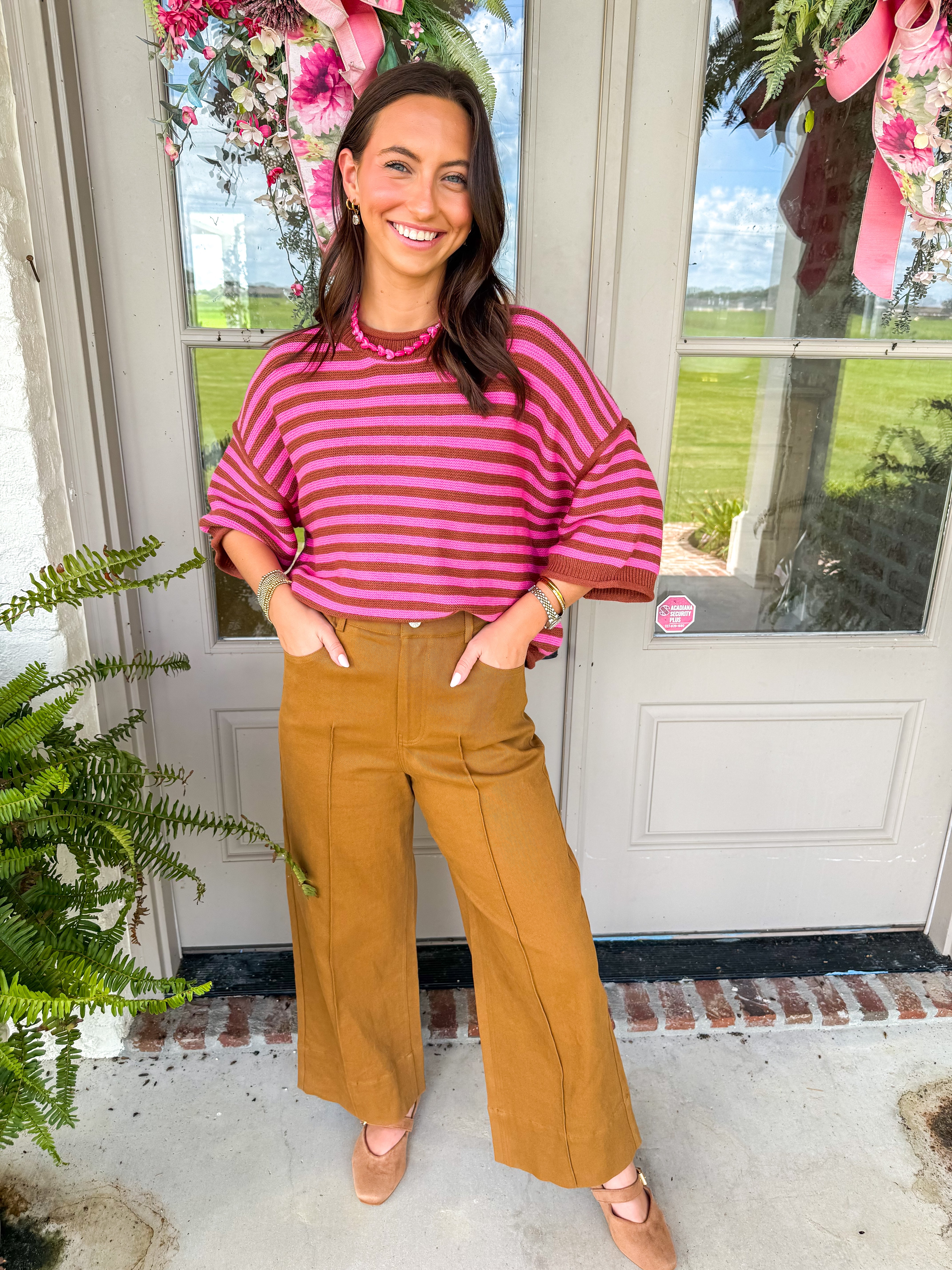 Pinkway Stripe Knit Top