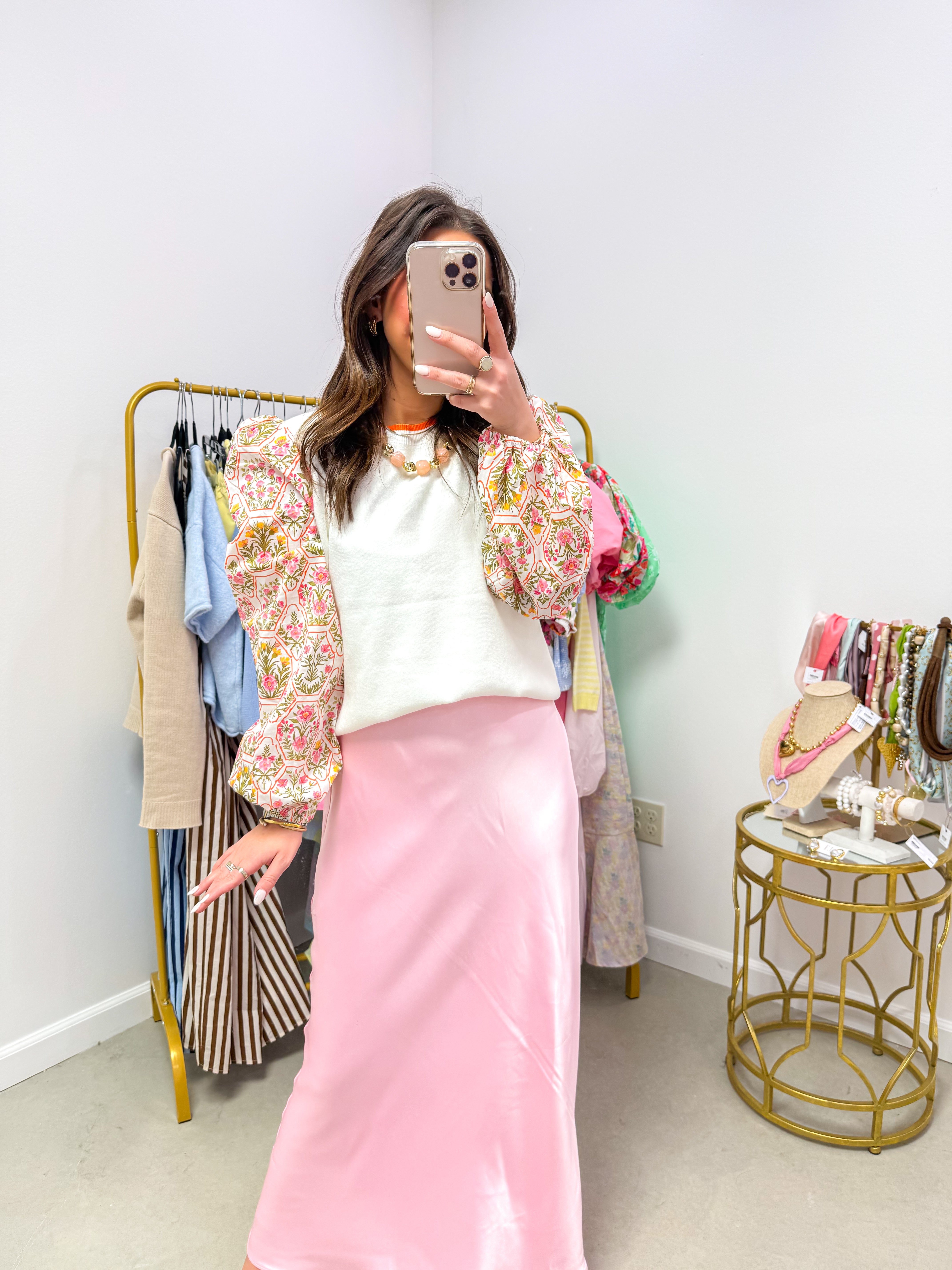 Orange Floral Accent Sweater