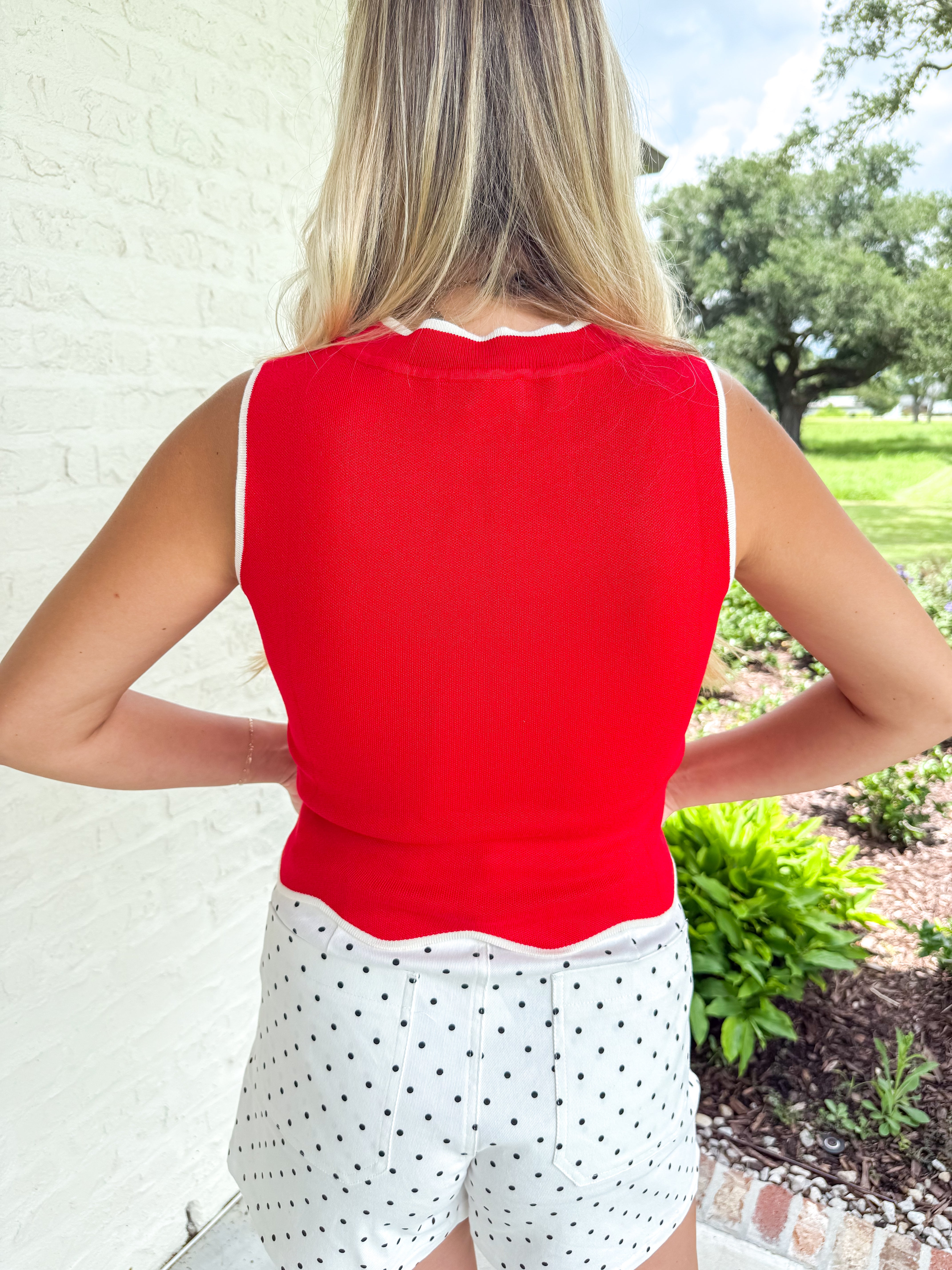 Cherry Pop Scalloped Tank