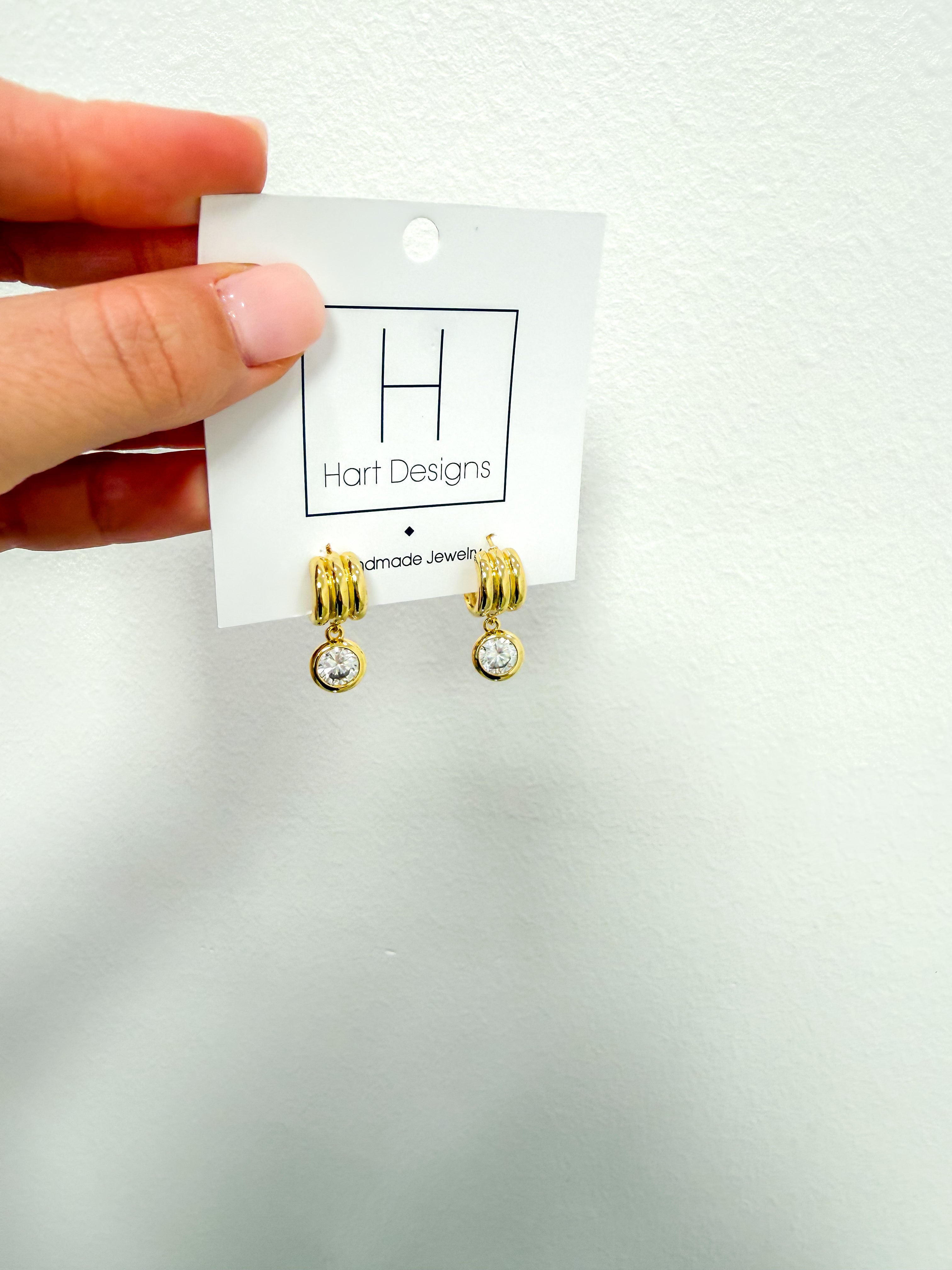 Triple Huggie Diamond Hoops