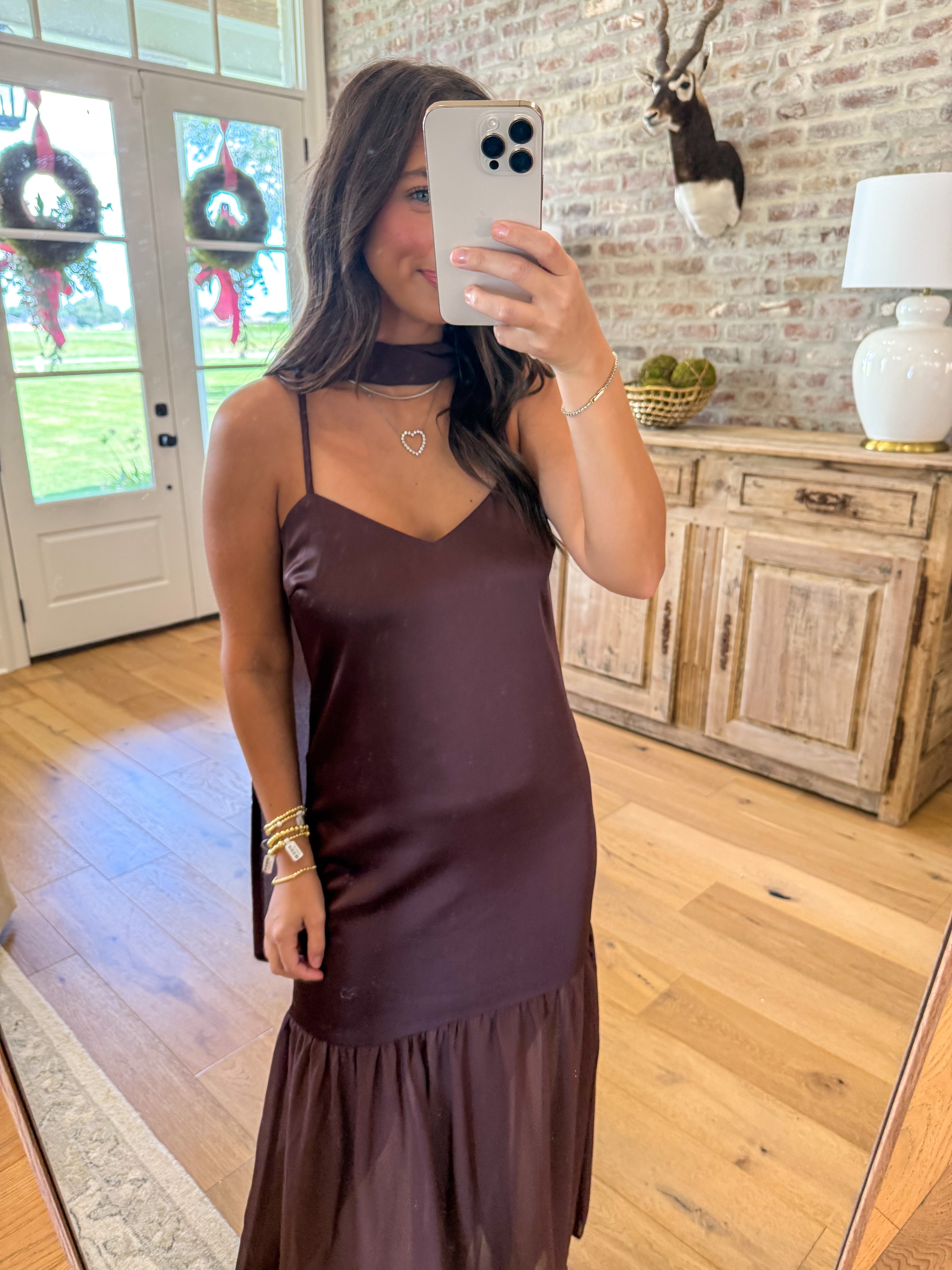 The Evangeline Chiffon Maxi Brown