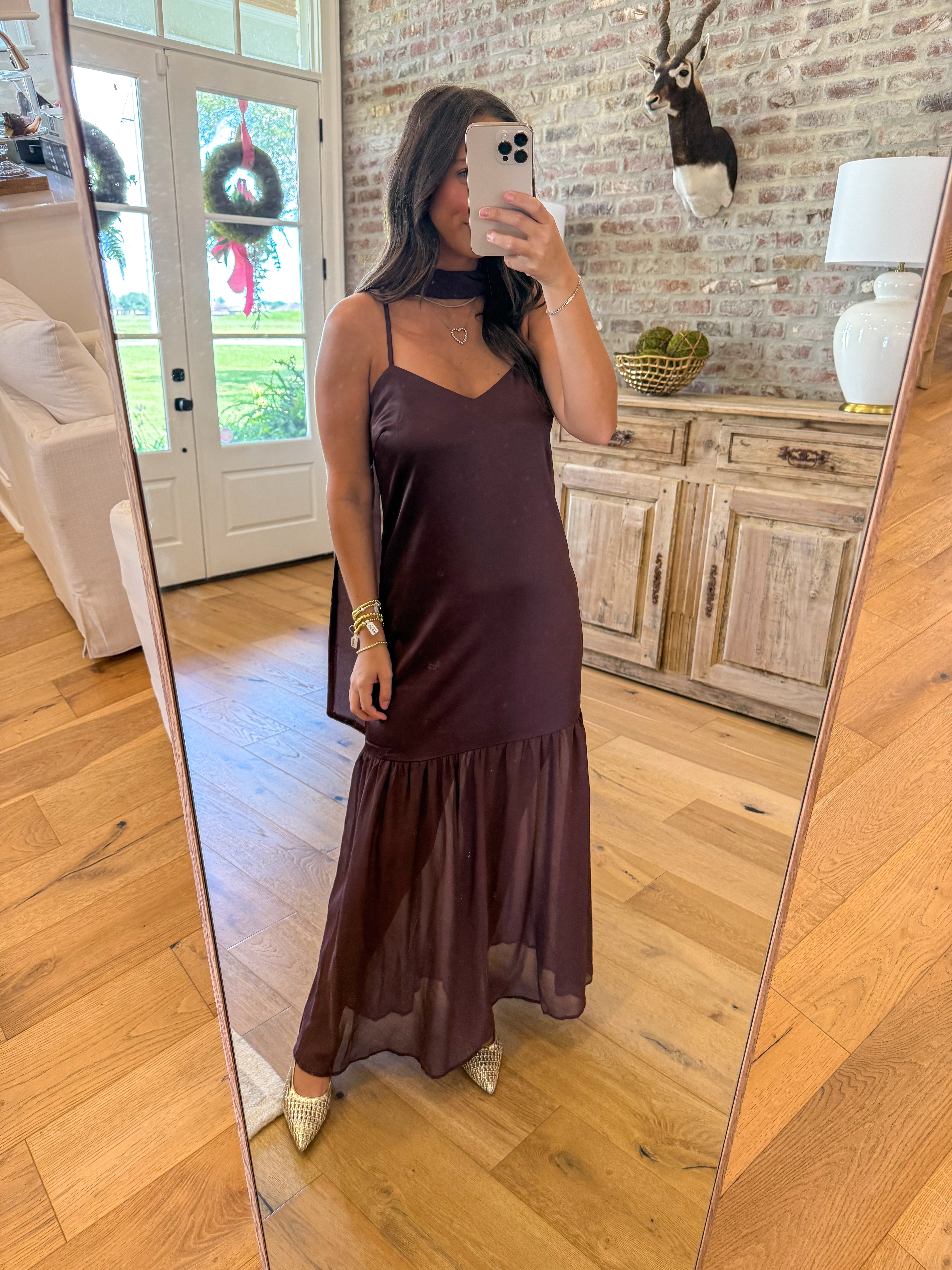 The Evangeline Chiffon Maxi Brown