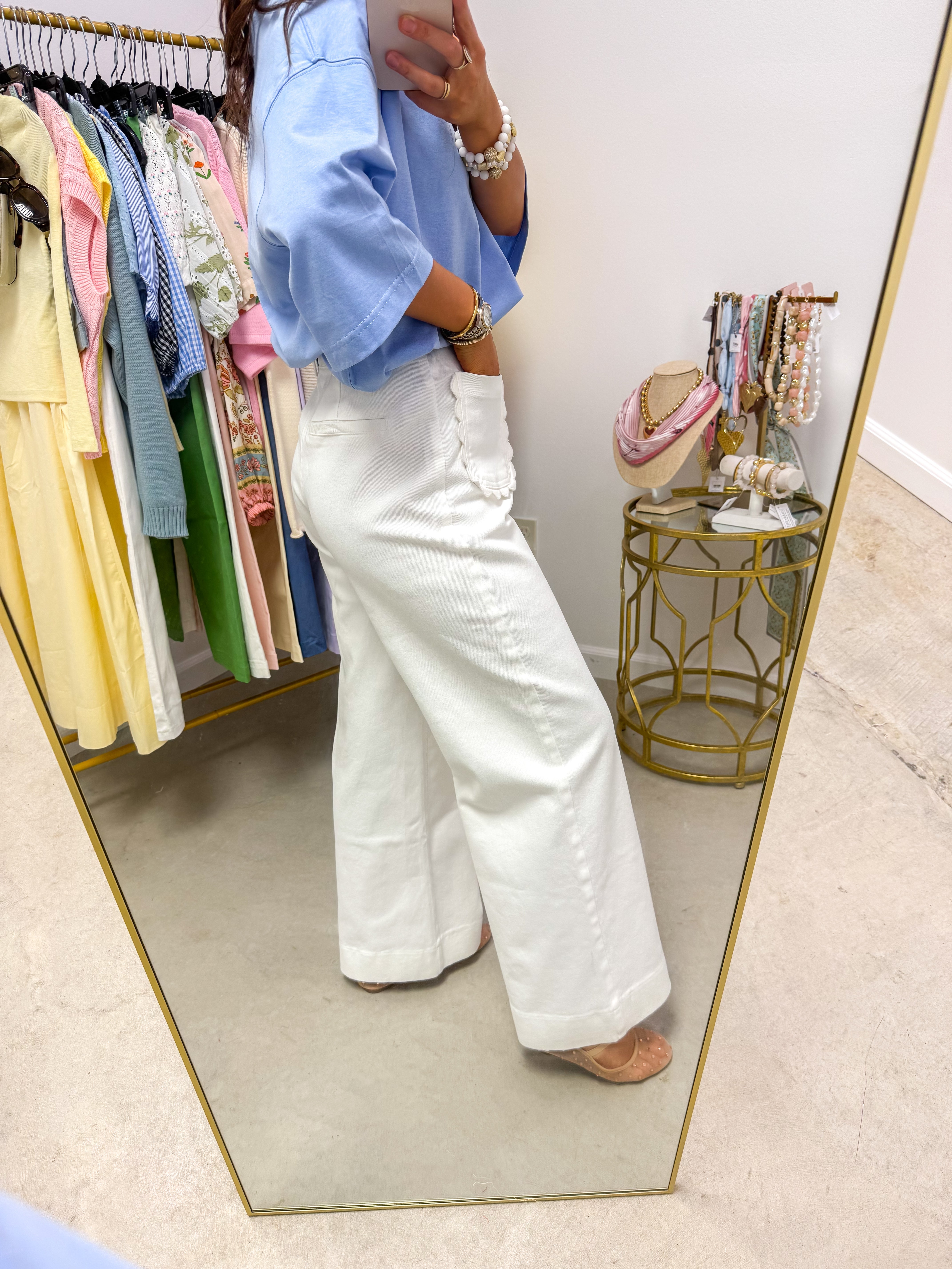 Savannah White Wide-Leg Pants