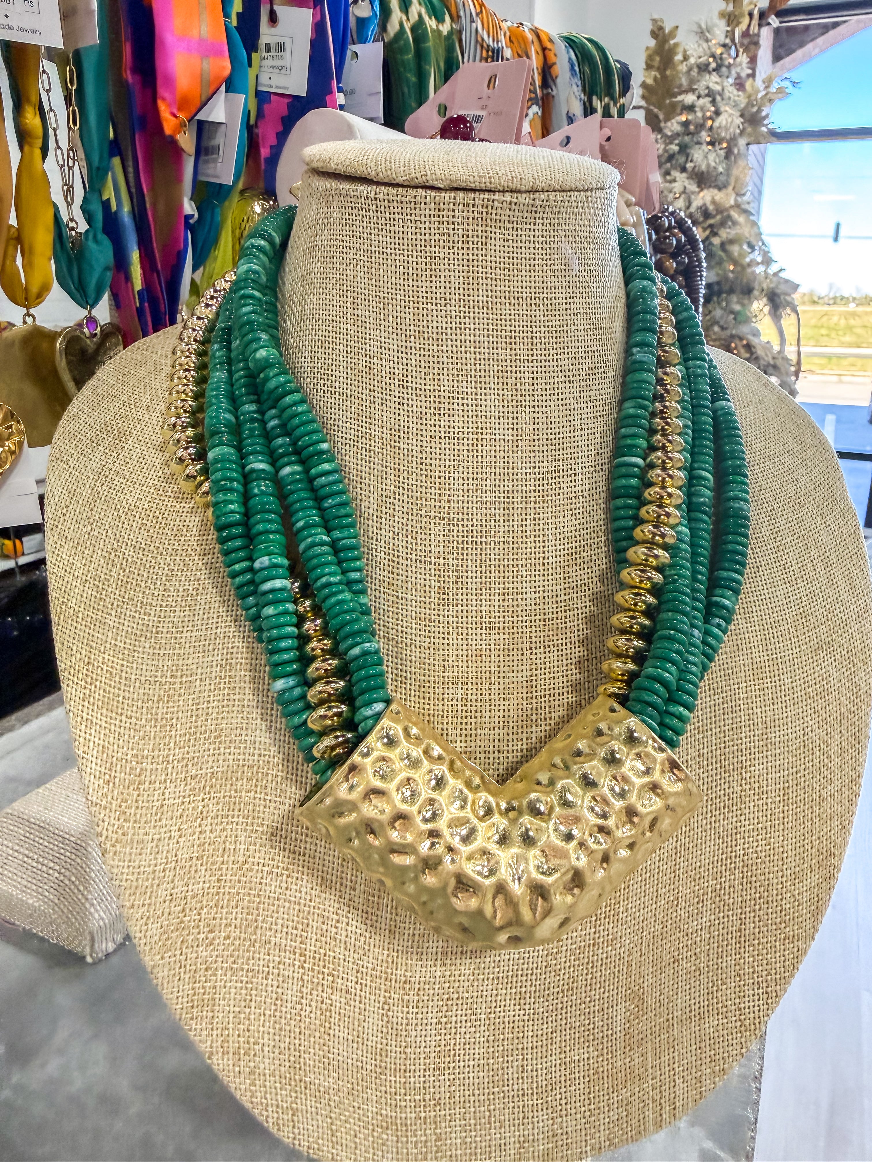 Green & Gold Multi Necklace