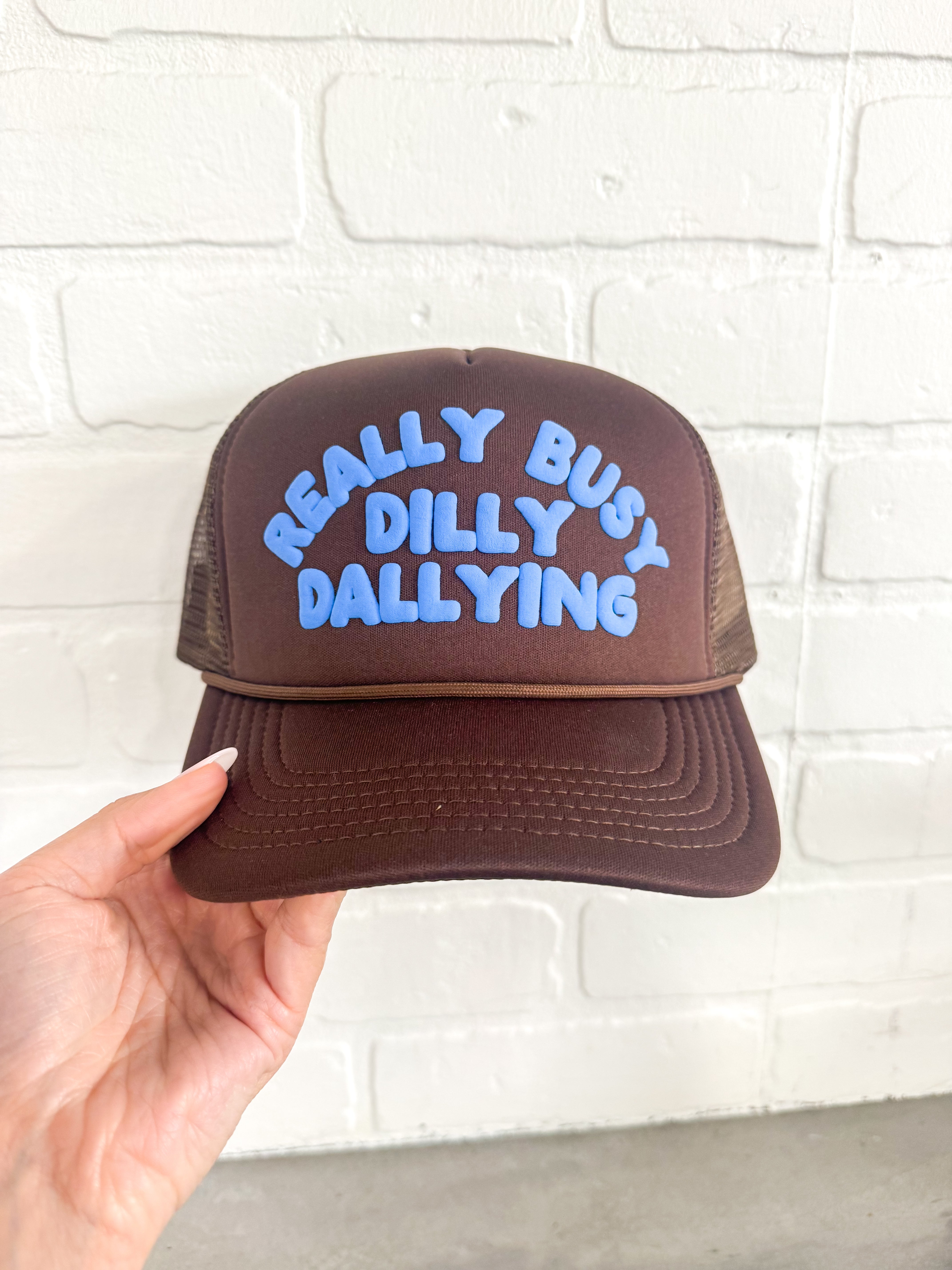 Dilly Dally Brown/Blue Trucker Hat